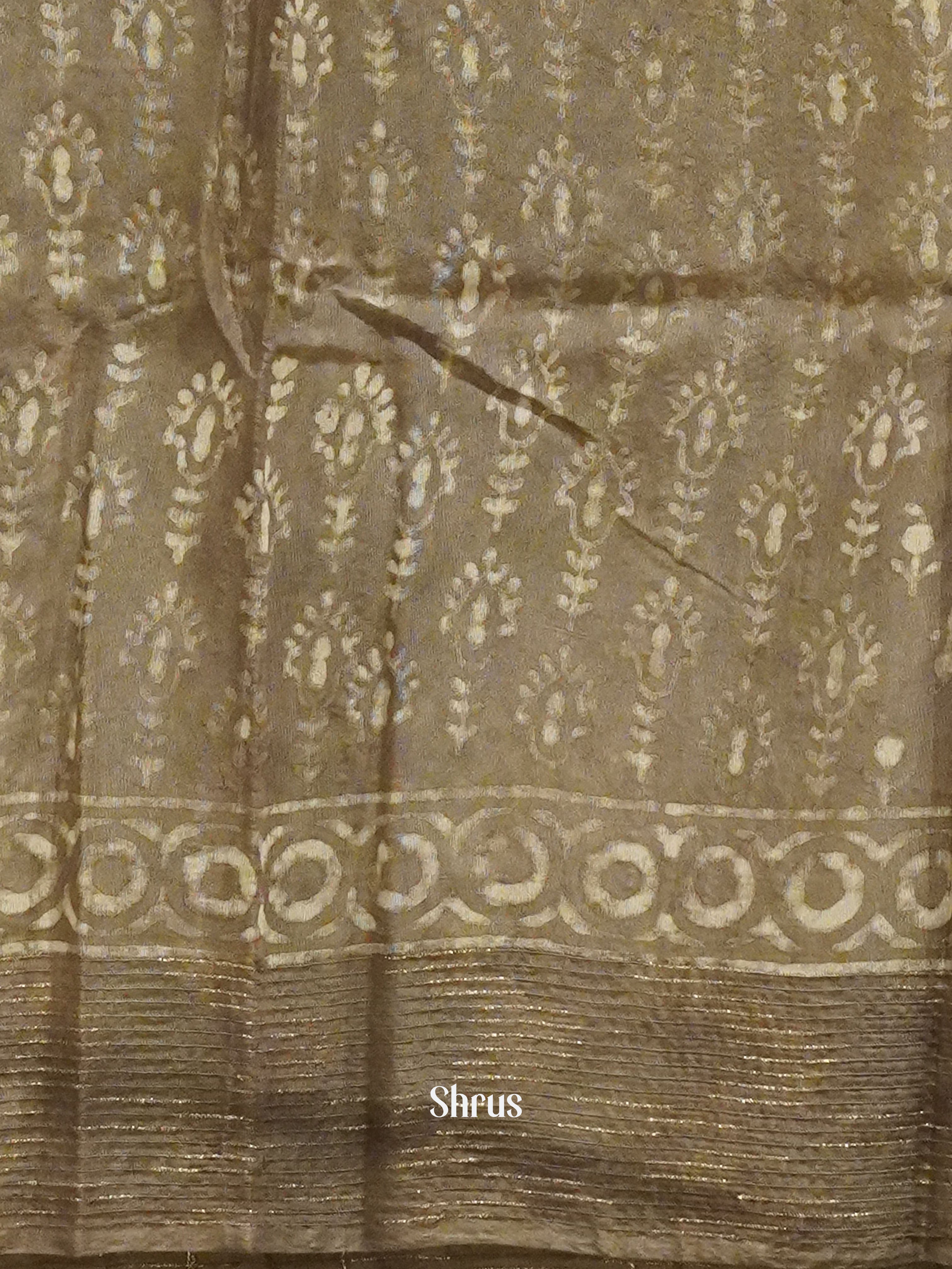 Grey(Single Tone) - Semi Chanderi Saree