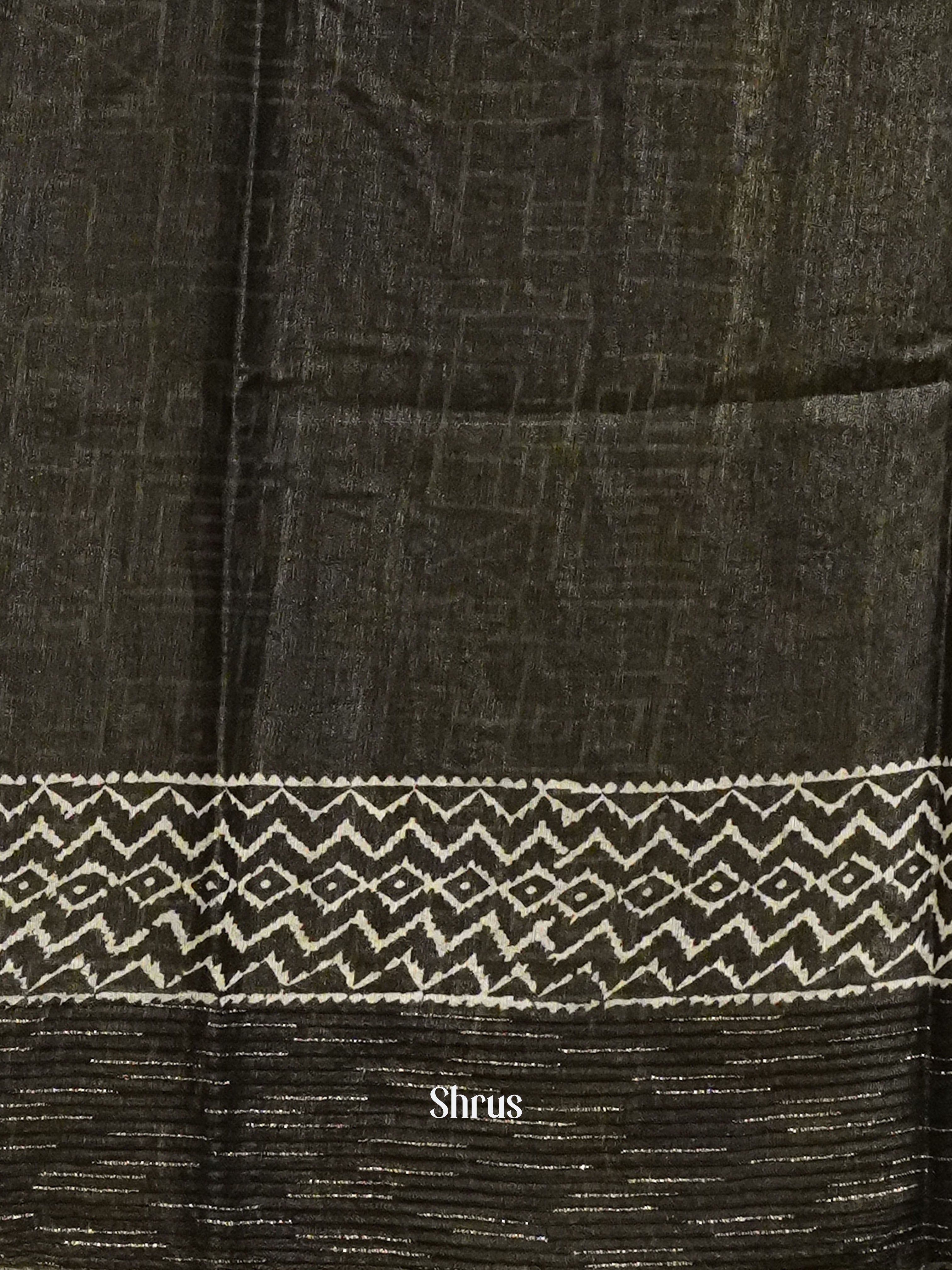 Black(Single Tone) - Semi Chanderi Saree