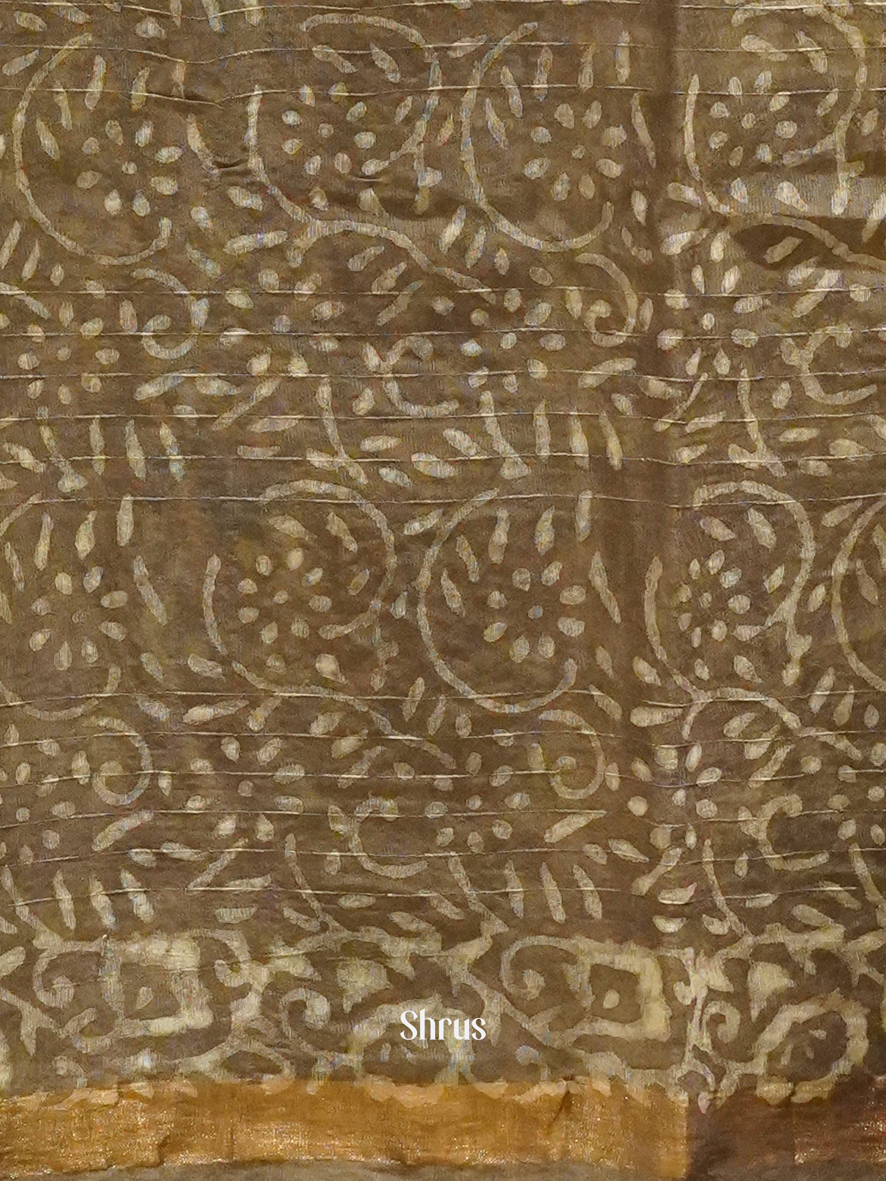 Brown(SIngle Tone)- Semi Chanderi Saree