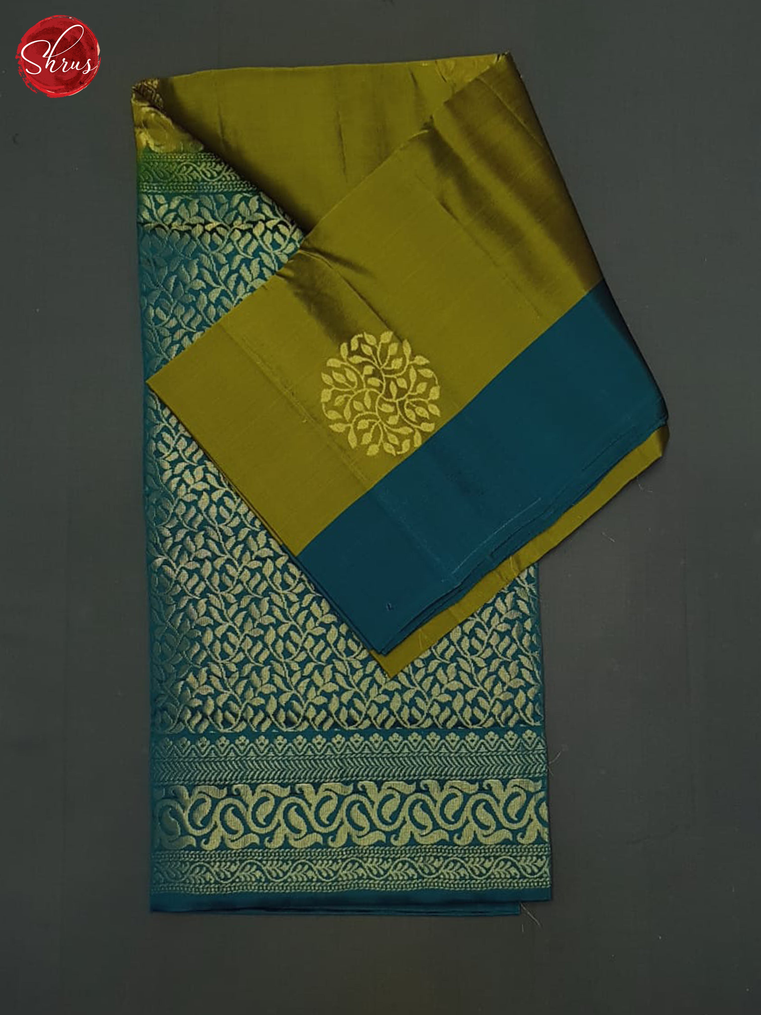 Green And Peacock Blue- Soft SIlk half-pure Saree - Shop on ShrusEternity.com