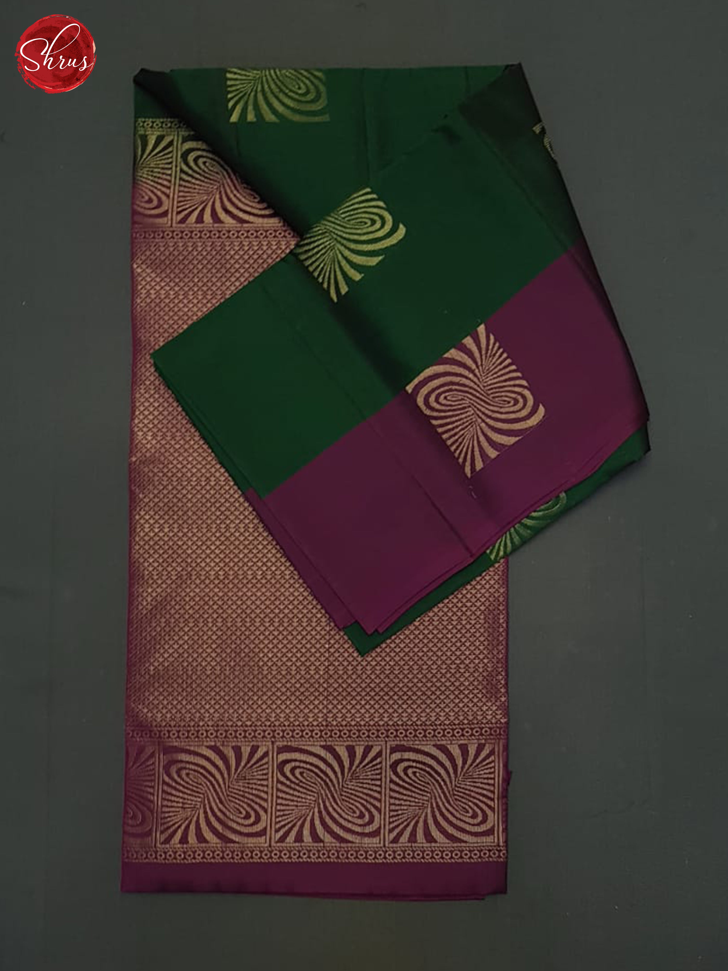 Green And Wine- Soft Silk Half-pure Saree - Shop on ShrusEternity.com