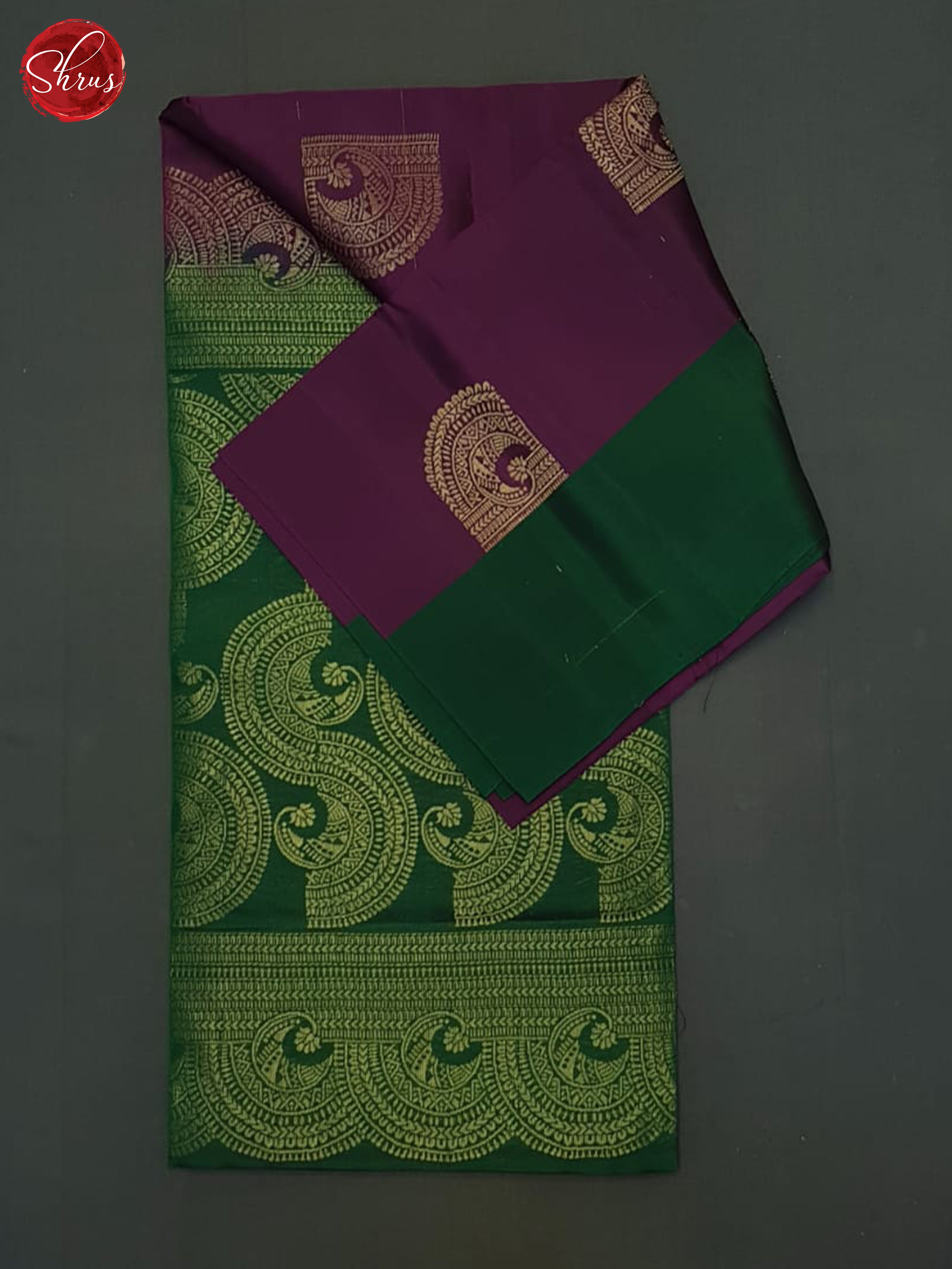 Wine And Green- Soft SilK Half-pure Saree - Shop on ShrusEternity.com