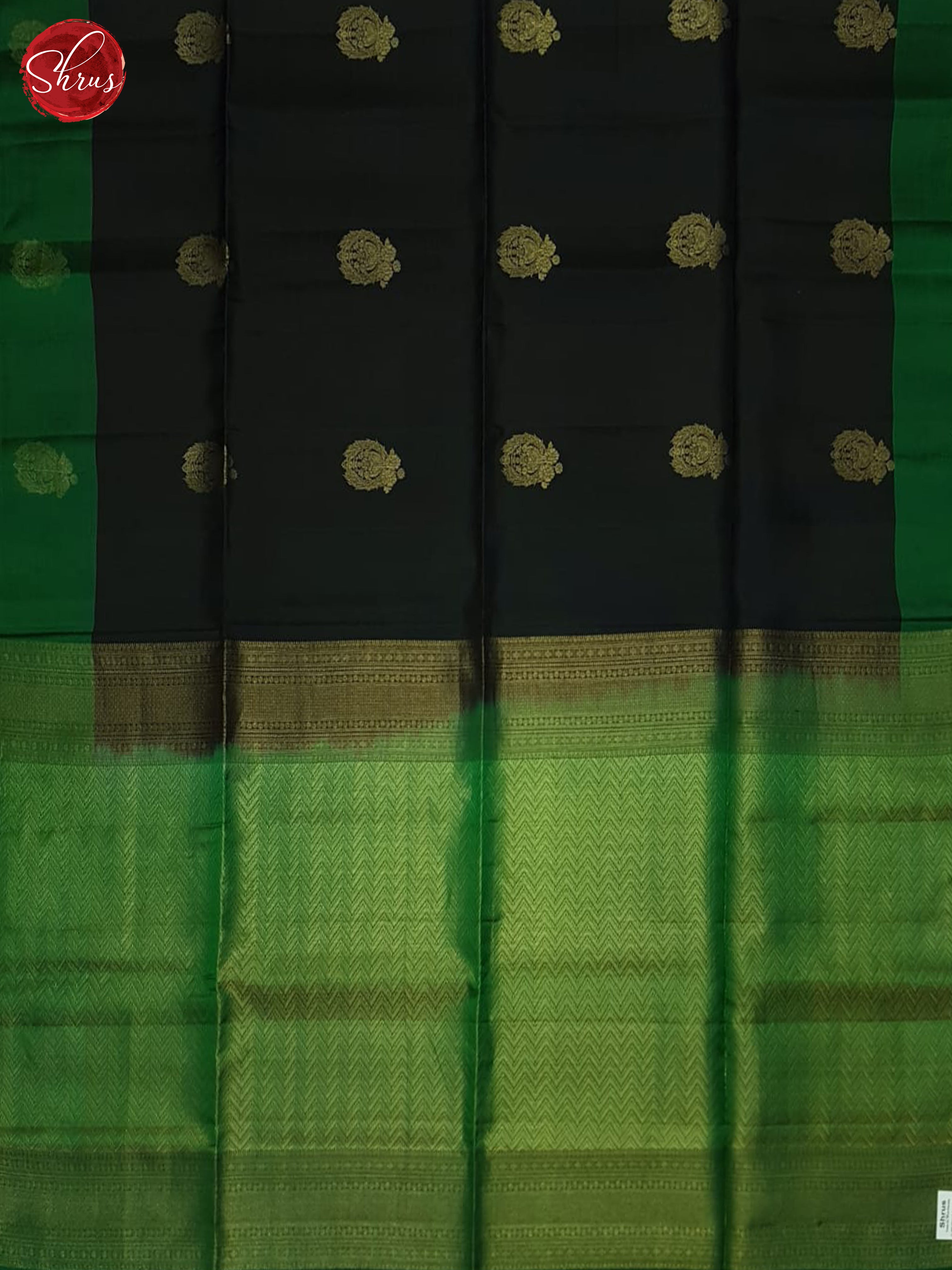 Black And Green- Soft Silk Half-pure Saree - Shop on ShrusEternity.com