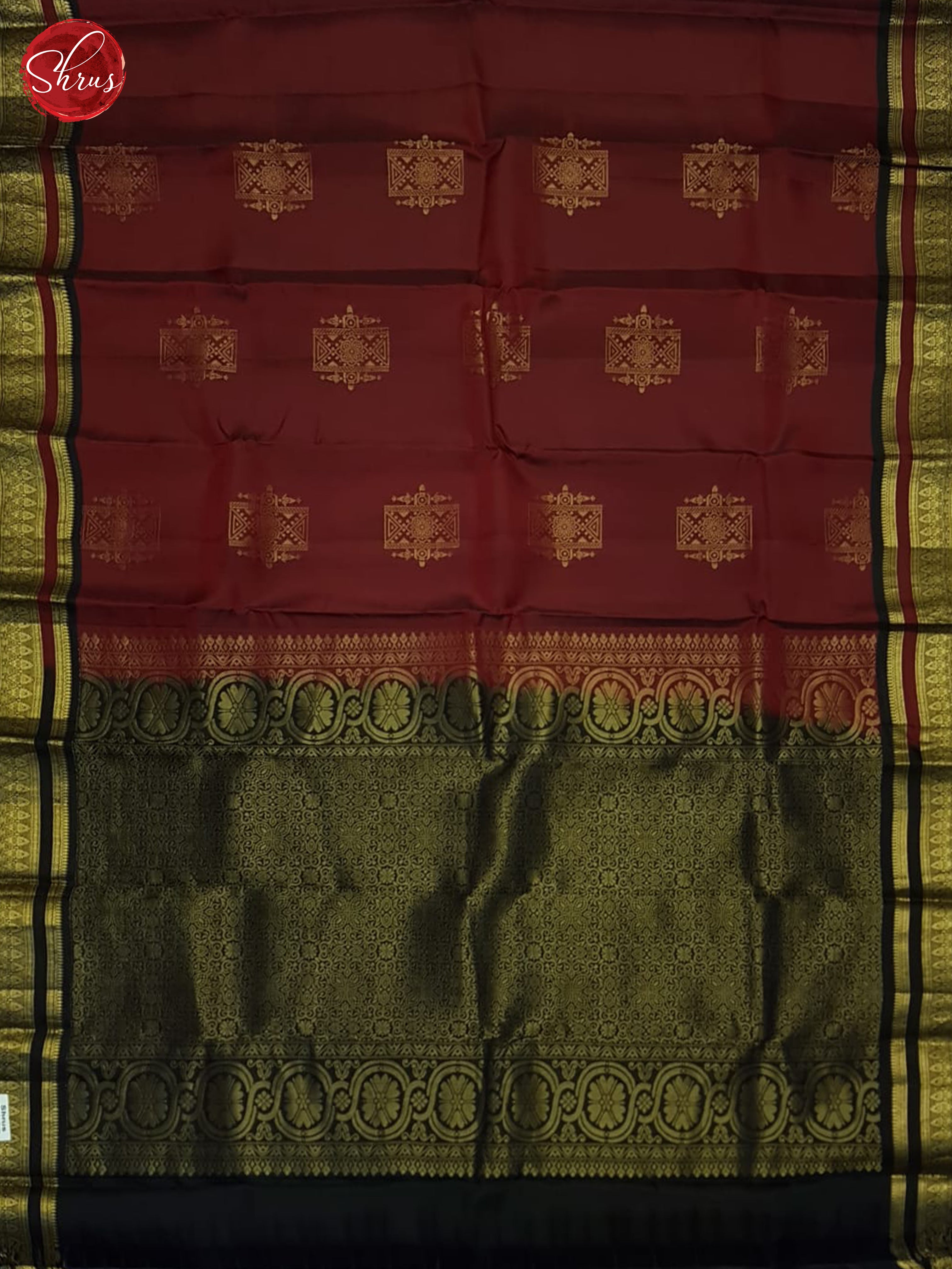 Maroon And Blue- Soft Silk Half-pure saree - Shop on ShrusEternity.com