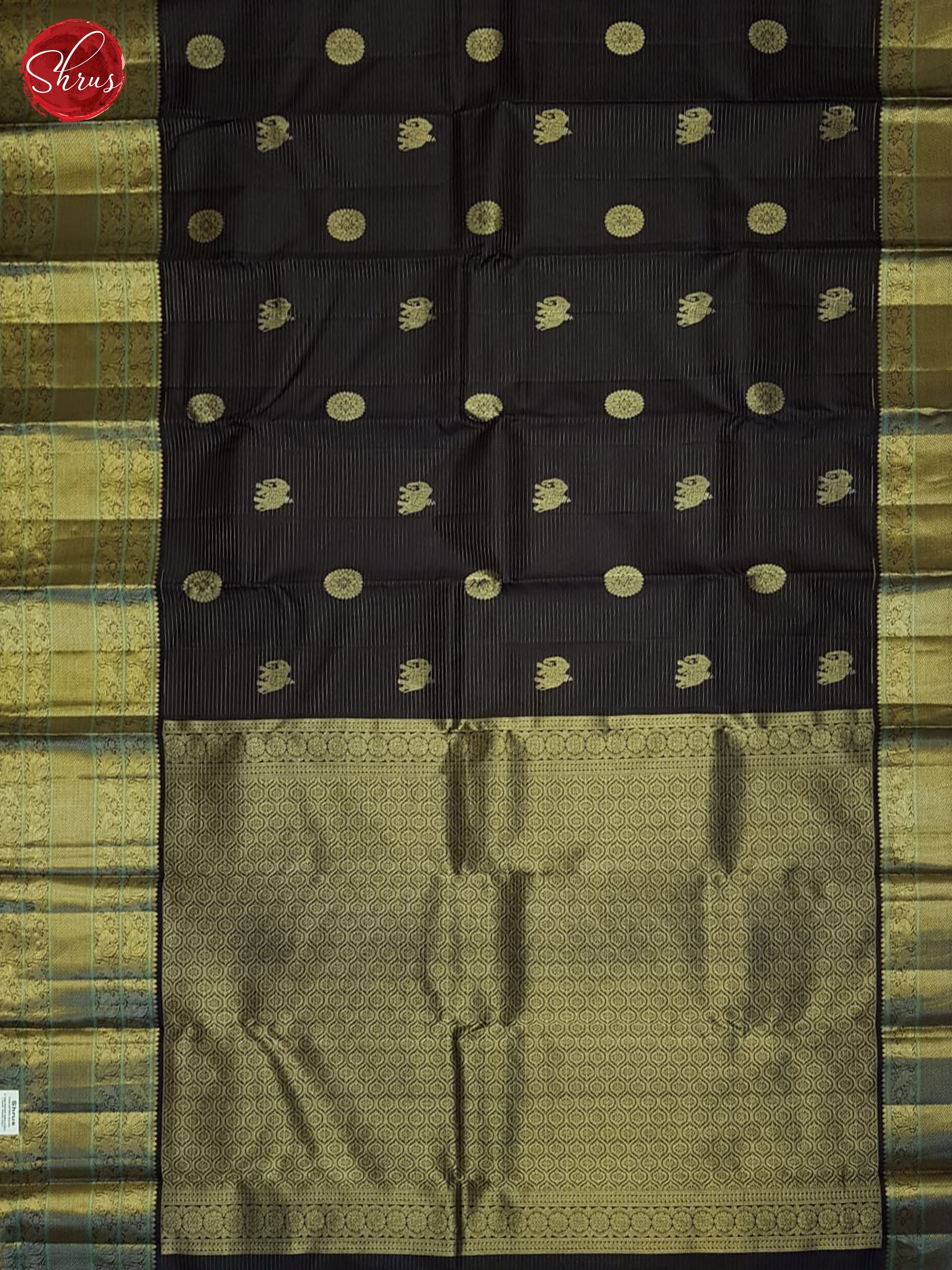 Black And Beige- Kanchipuram Silk Saree - Shop on ShrusEternity.com