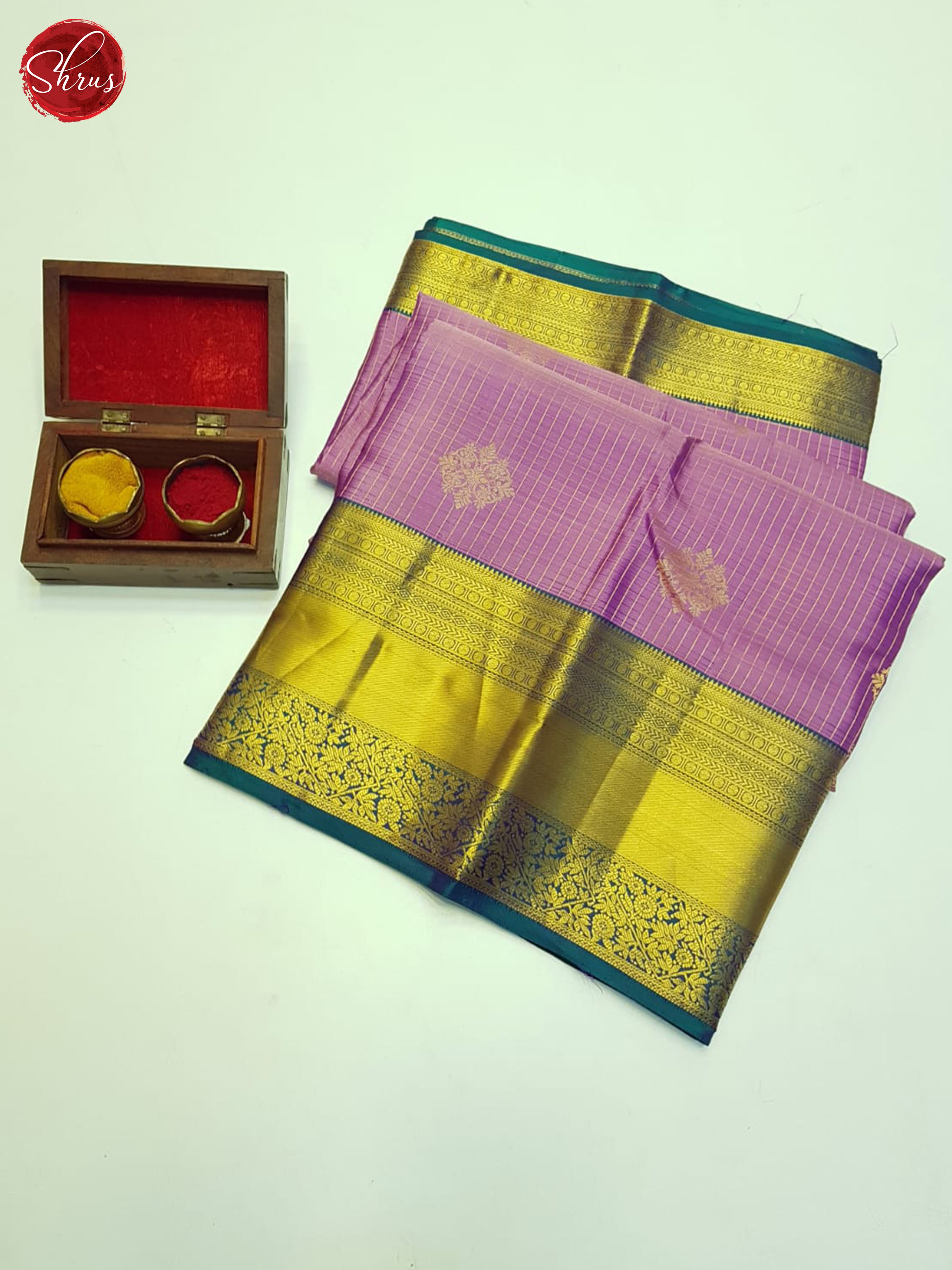 Lavender And Green- Kanchipuram Silk Saree - Shop on ShrusEternity.com