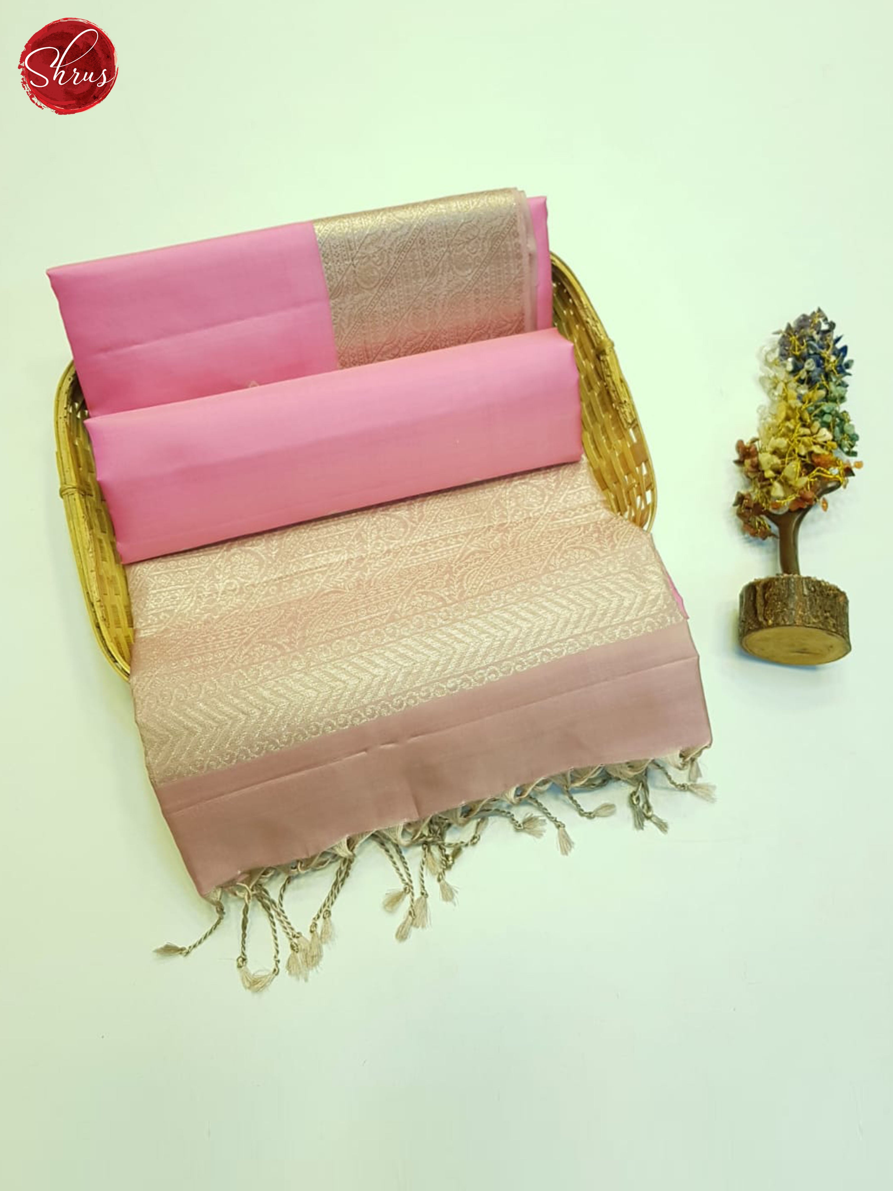 Pink & Beige - Soft Silk Saree - Shop on ShrusEternity.com