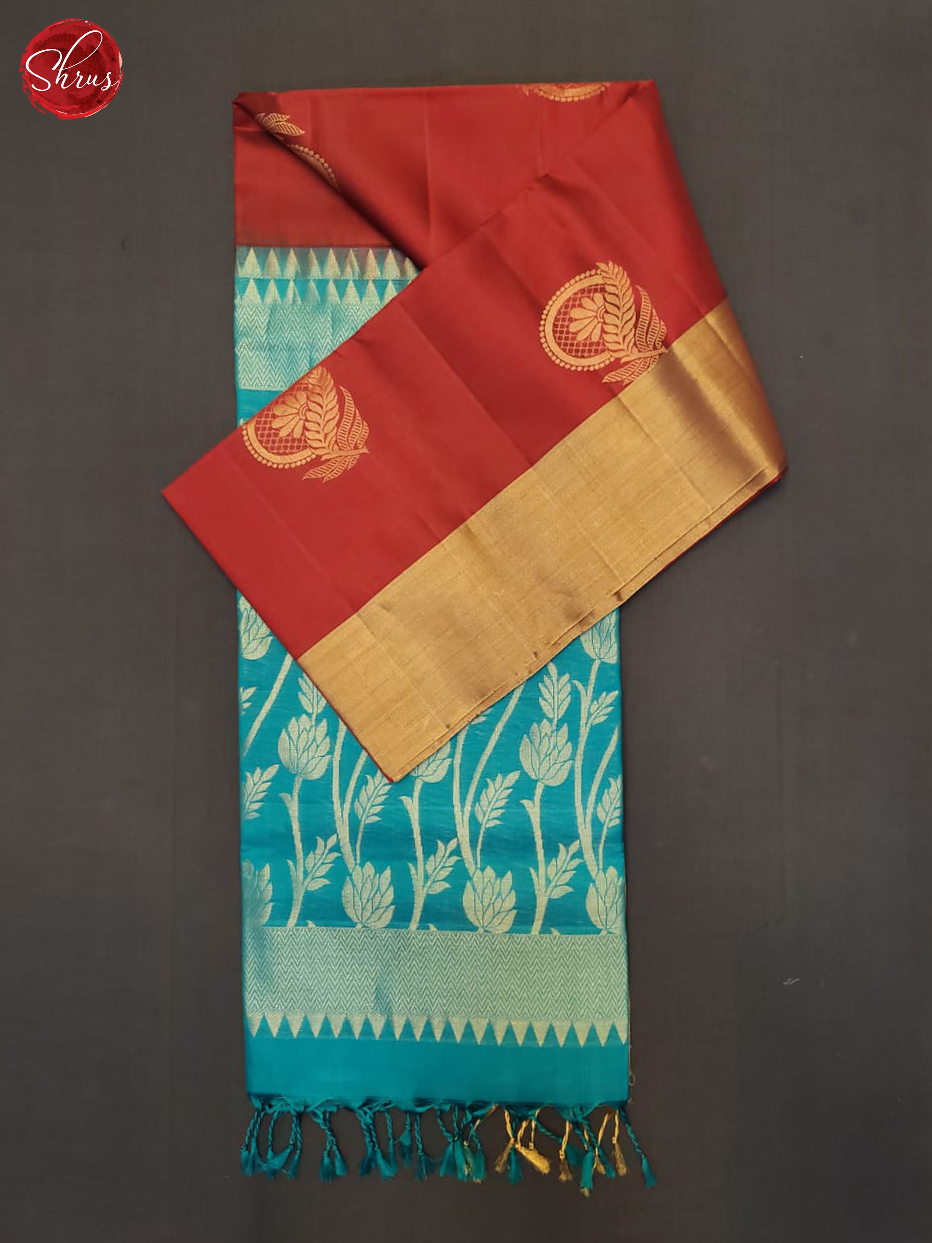 Araku Maroon And Blue- Soft  Silk Half- pure saree - Shop on ShrusEternity.com