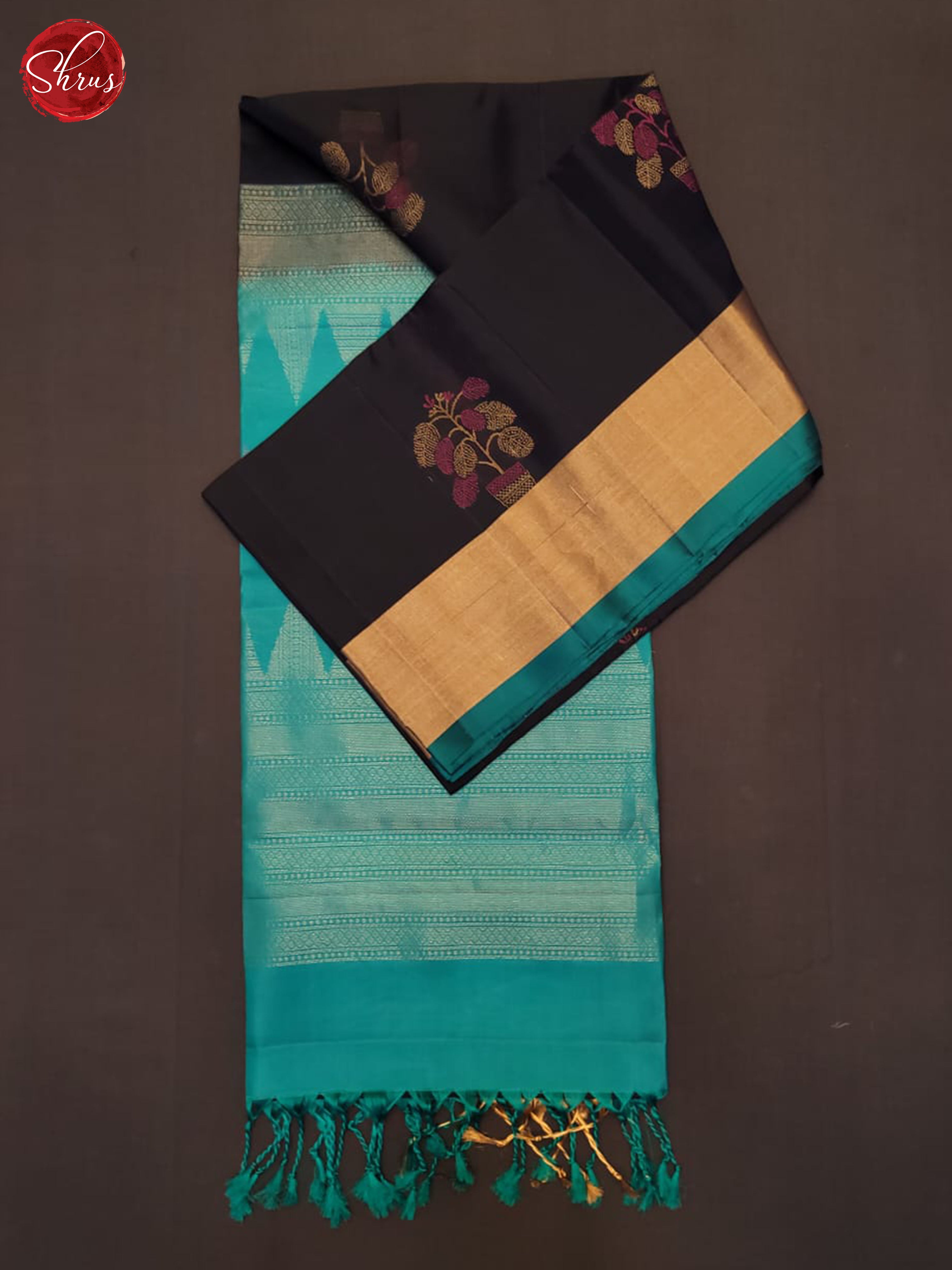 Black & Blue- Soft Silk Half-pure Saree - Shop on ShrusEternity.com