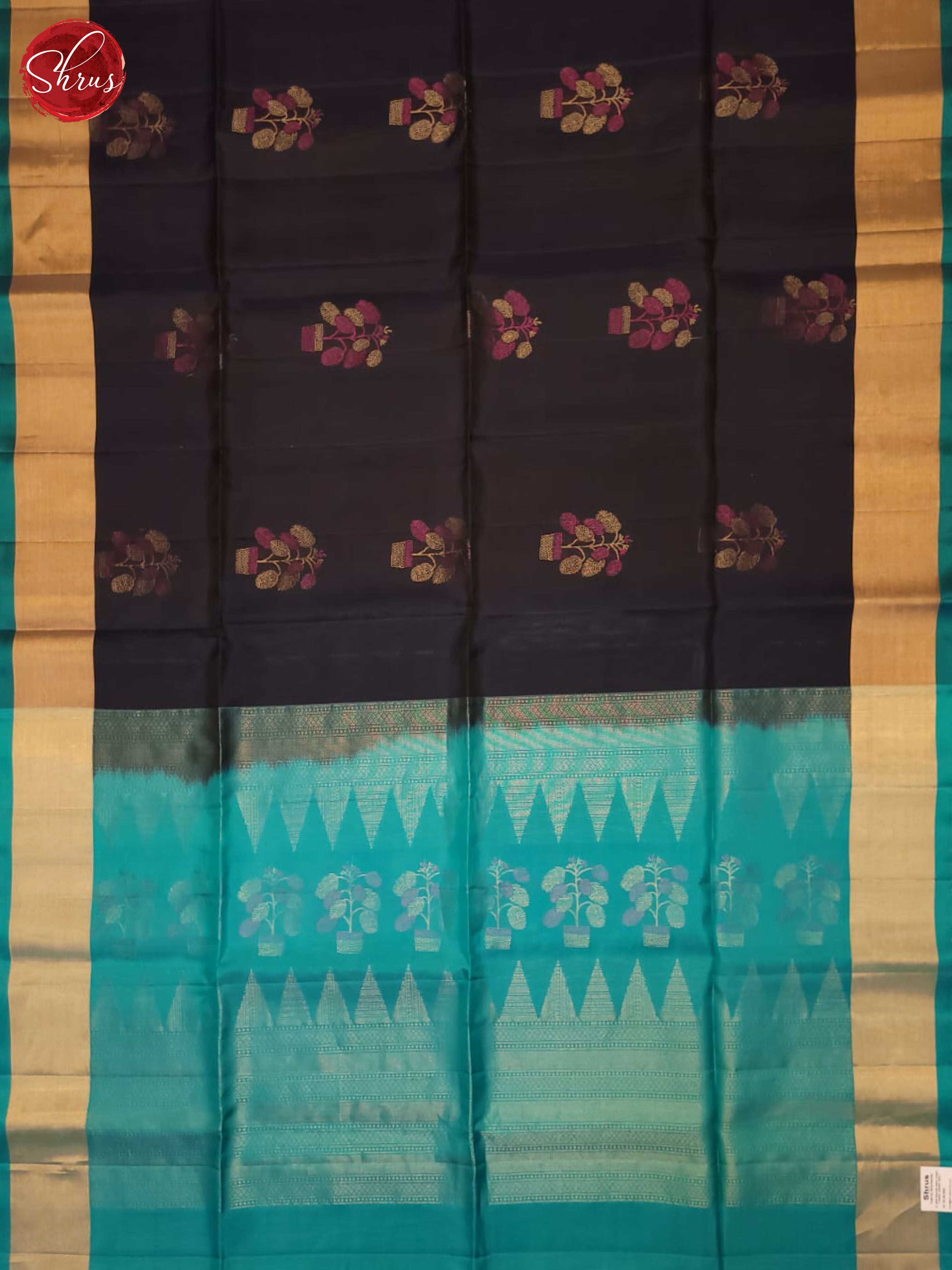 Black & Blue- Soft Silk Half-pure Saree - Shop on ShrusEternity.com