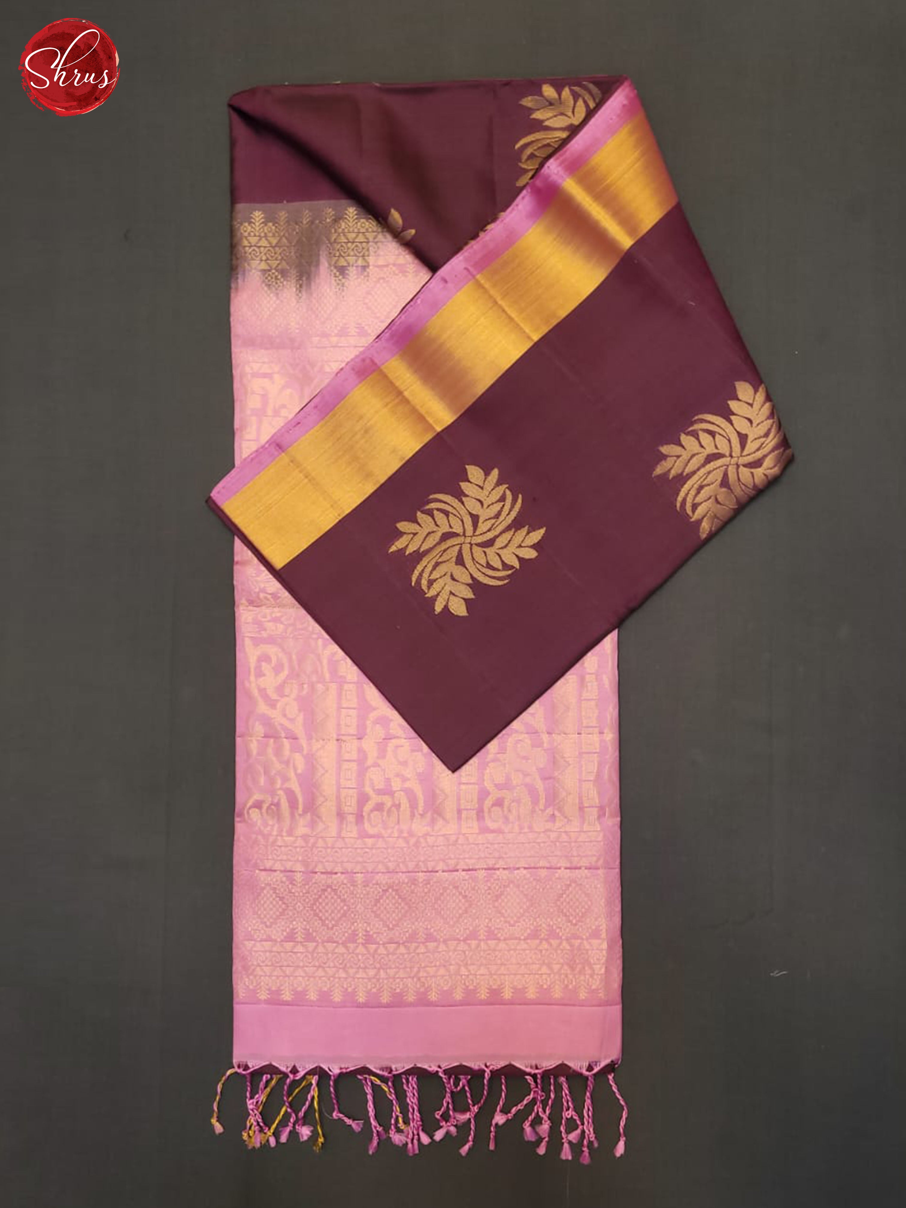 Wine And Pink- Soft Silk half-pure Saree - Shop on ShrusEternity.com