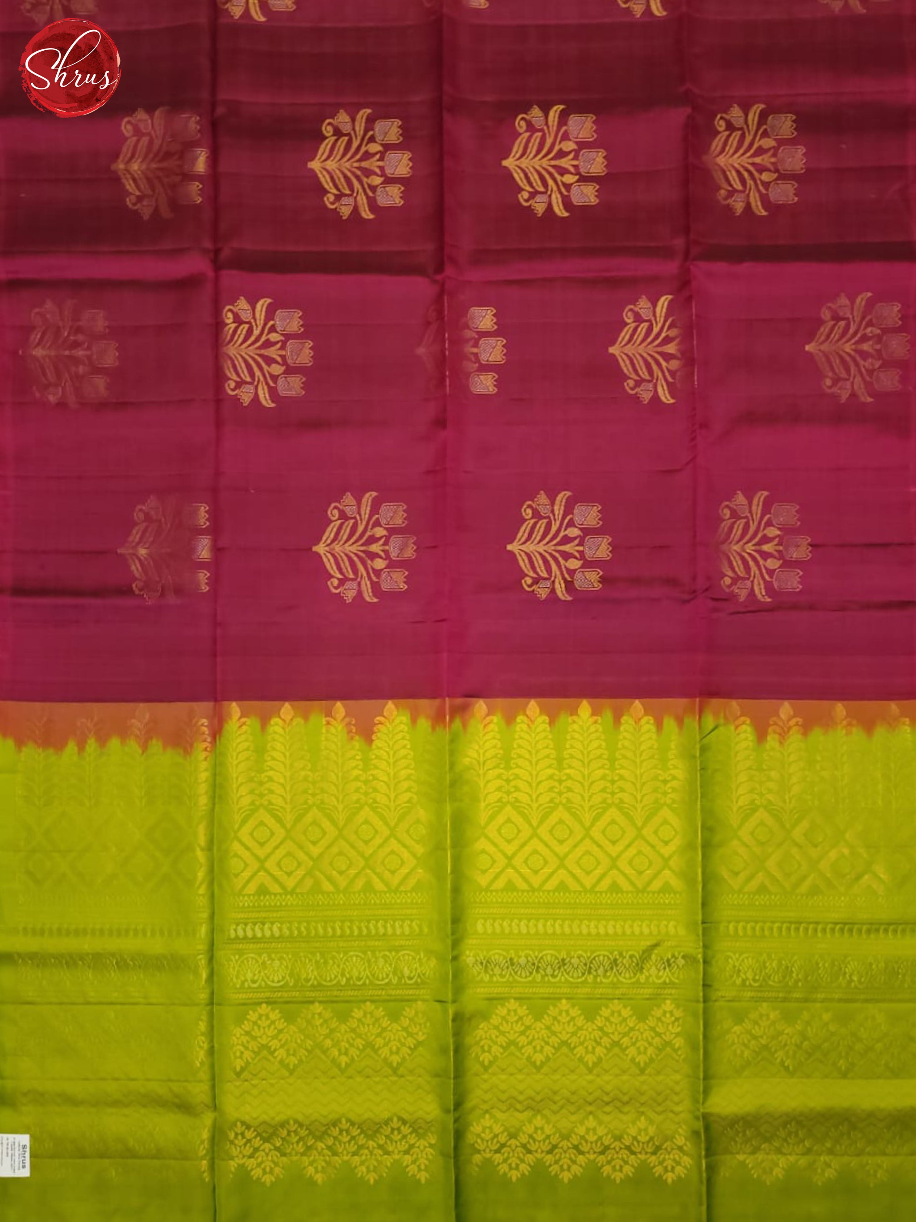 Majenta Pink And Green- Soft Silk Half-pure Saree - Shop on ShrusEternity.com