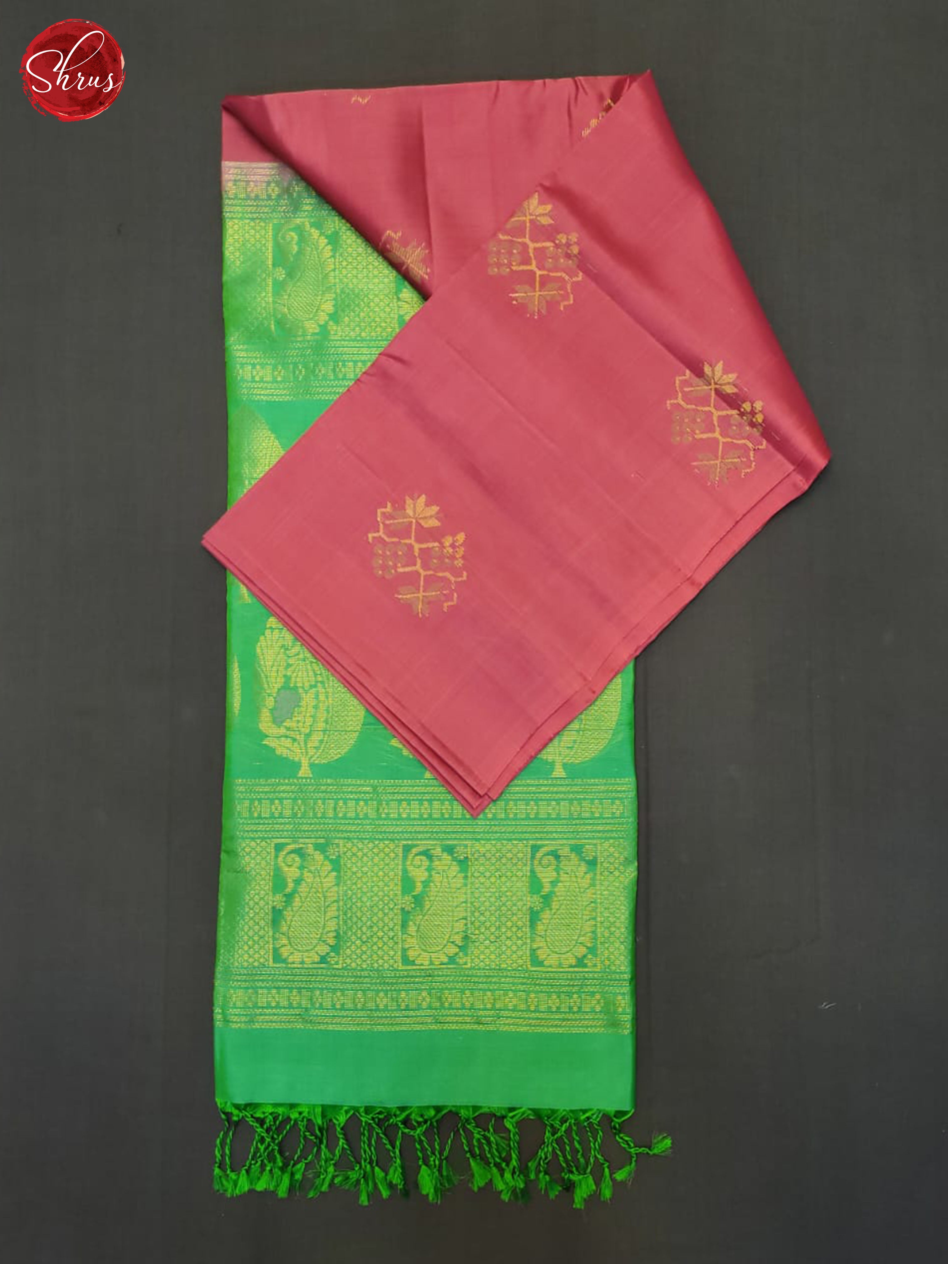 Pink And Green- Soft Silk Half-pure Saree - Shop on ShrusEternity.com