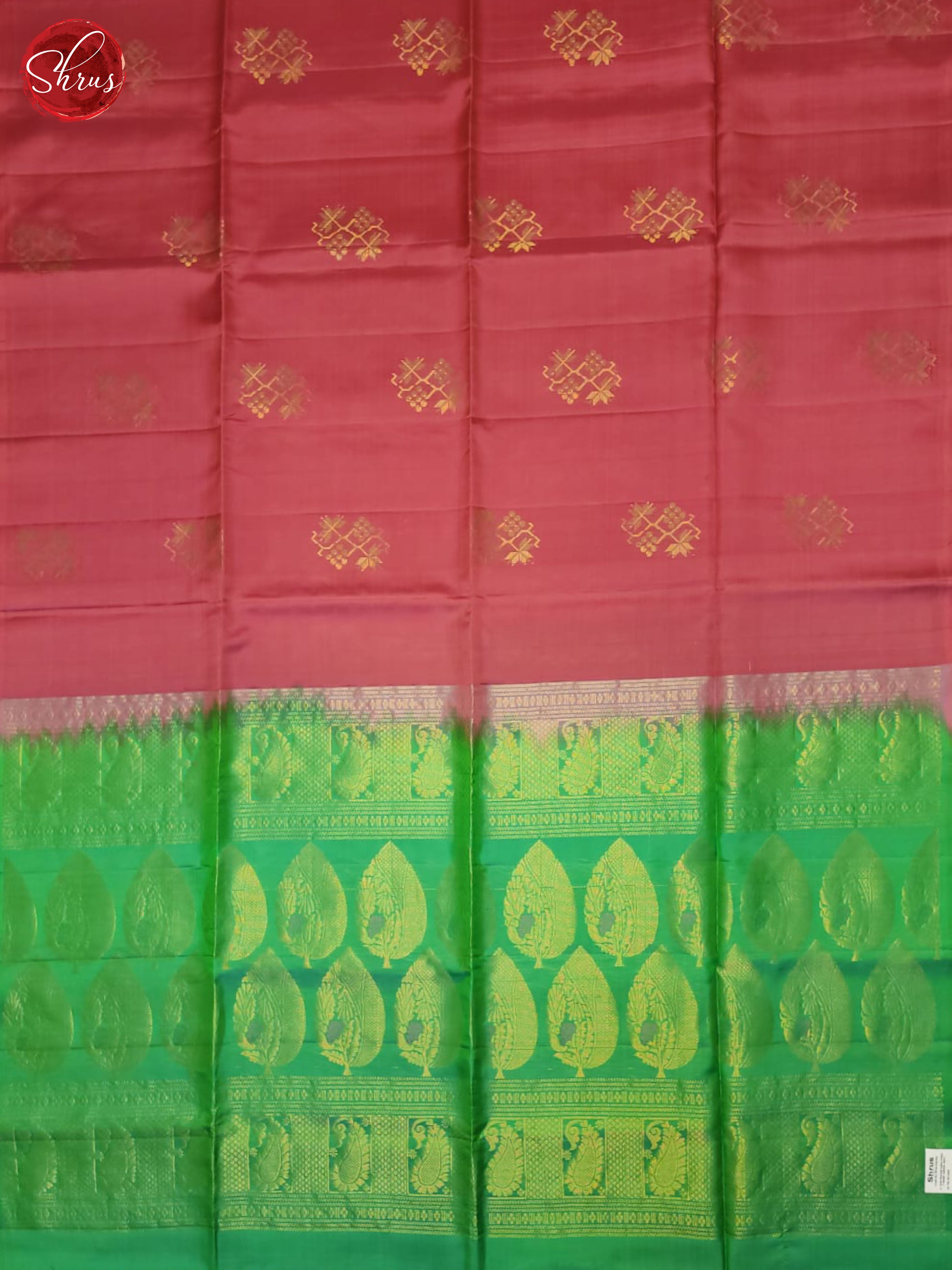 Pink And Green- Soft Silk Half-pure Saree - Shop on ShrusEternity.com