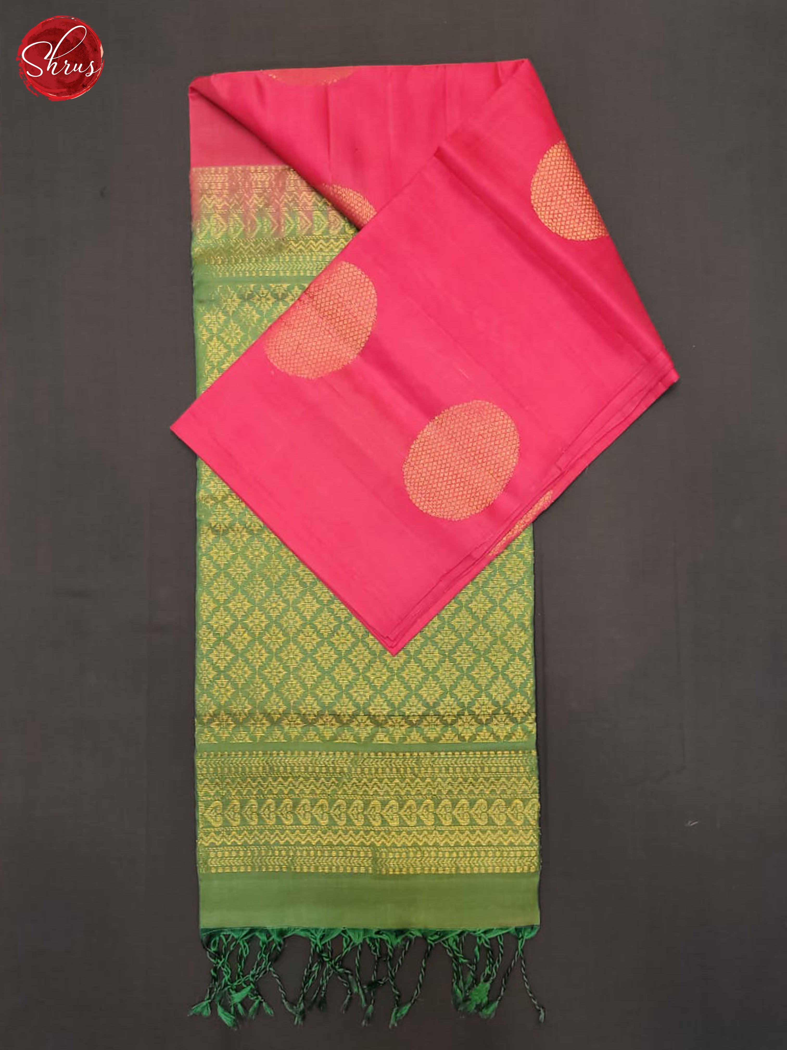 Pink And Green- Soft Silk half-pure Saree - Shop on ShrusEternity.com