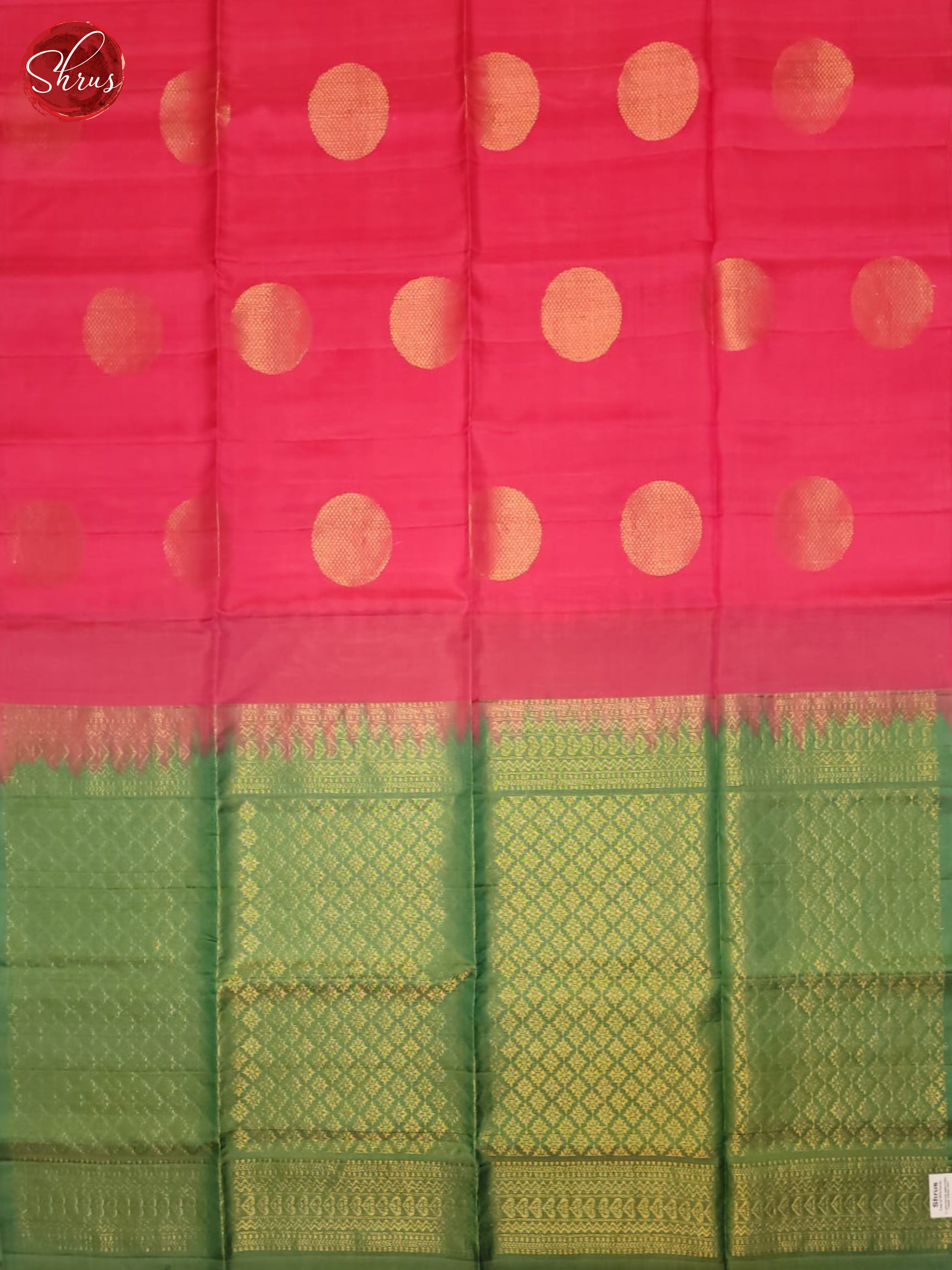 Pink And Green- Soft Silk half-pure Saree - Shop on ShrusEternity.com