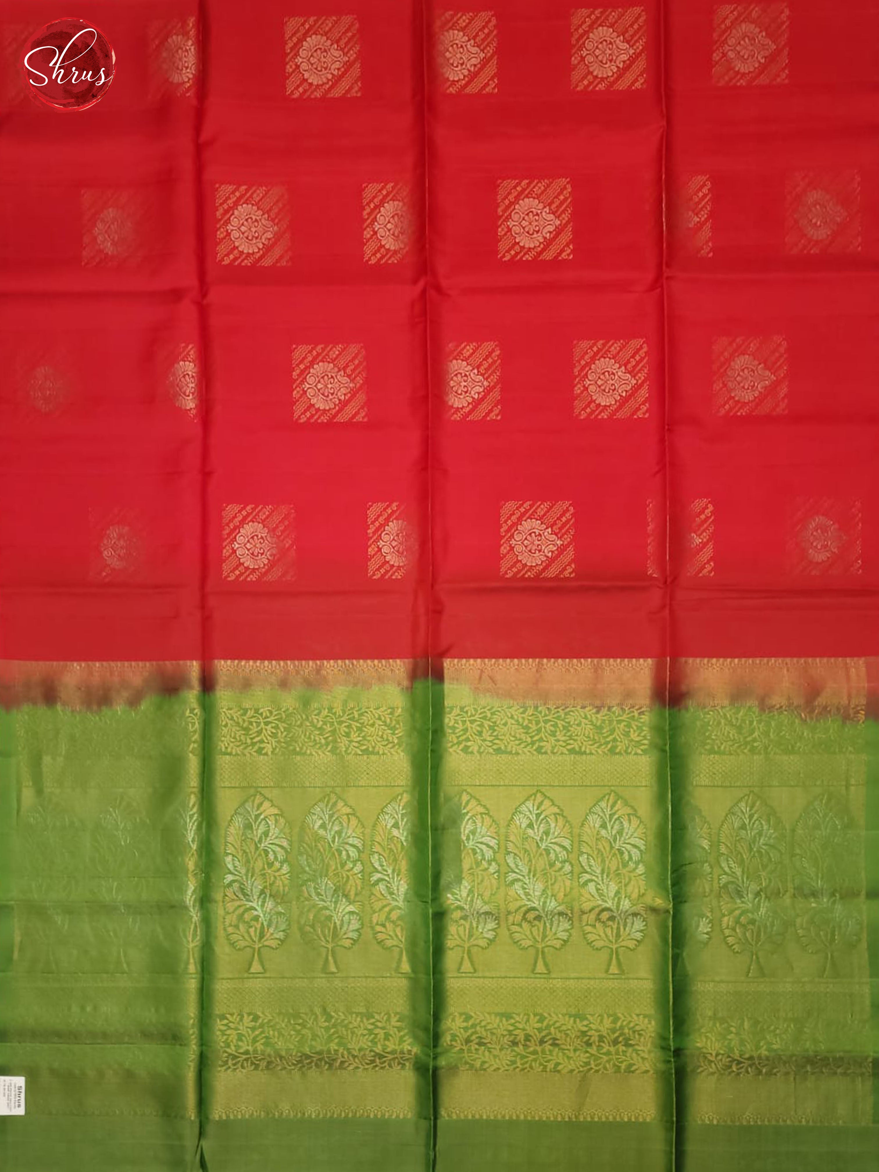 Red And Green- Soft Silk half-pure Saree - Shop on ShrusEternity.com