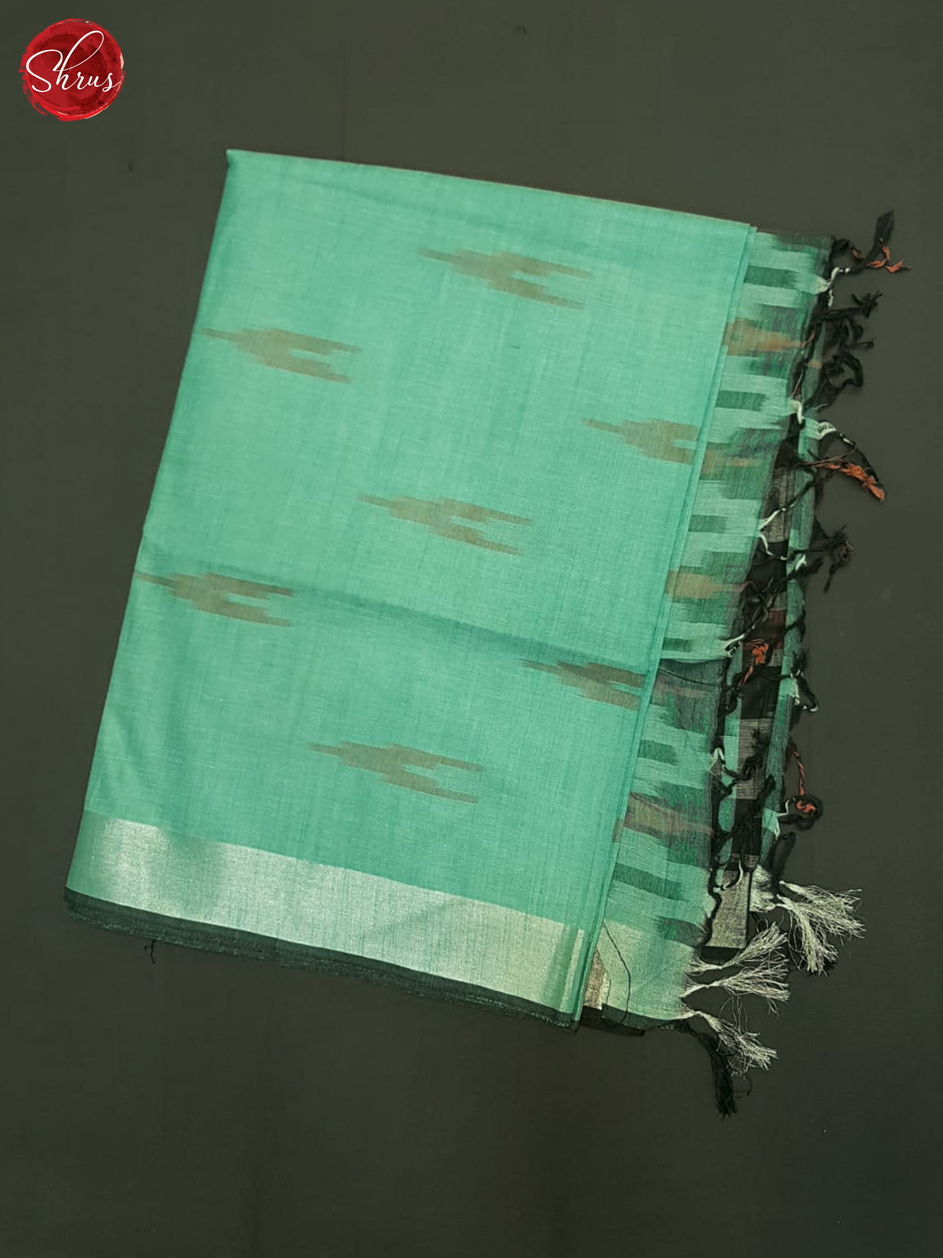 Teal Green & Grey - Semi Ikkat Saree - Shop on ShrusEternity.com