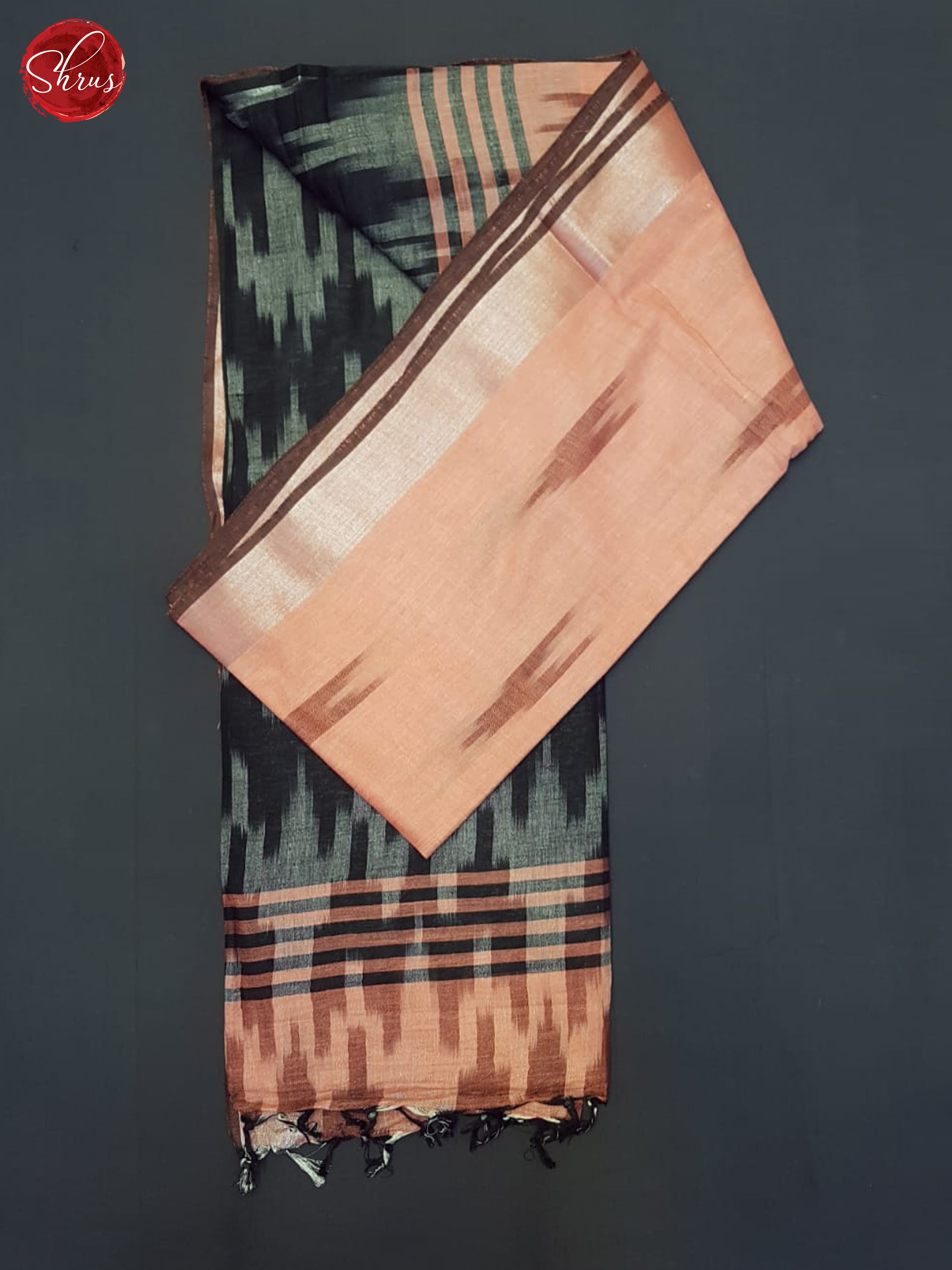 Peach Pink And Black- Semi Ikkat Saree - Shop on ShrusEternity.com