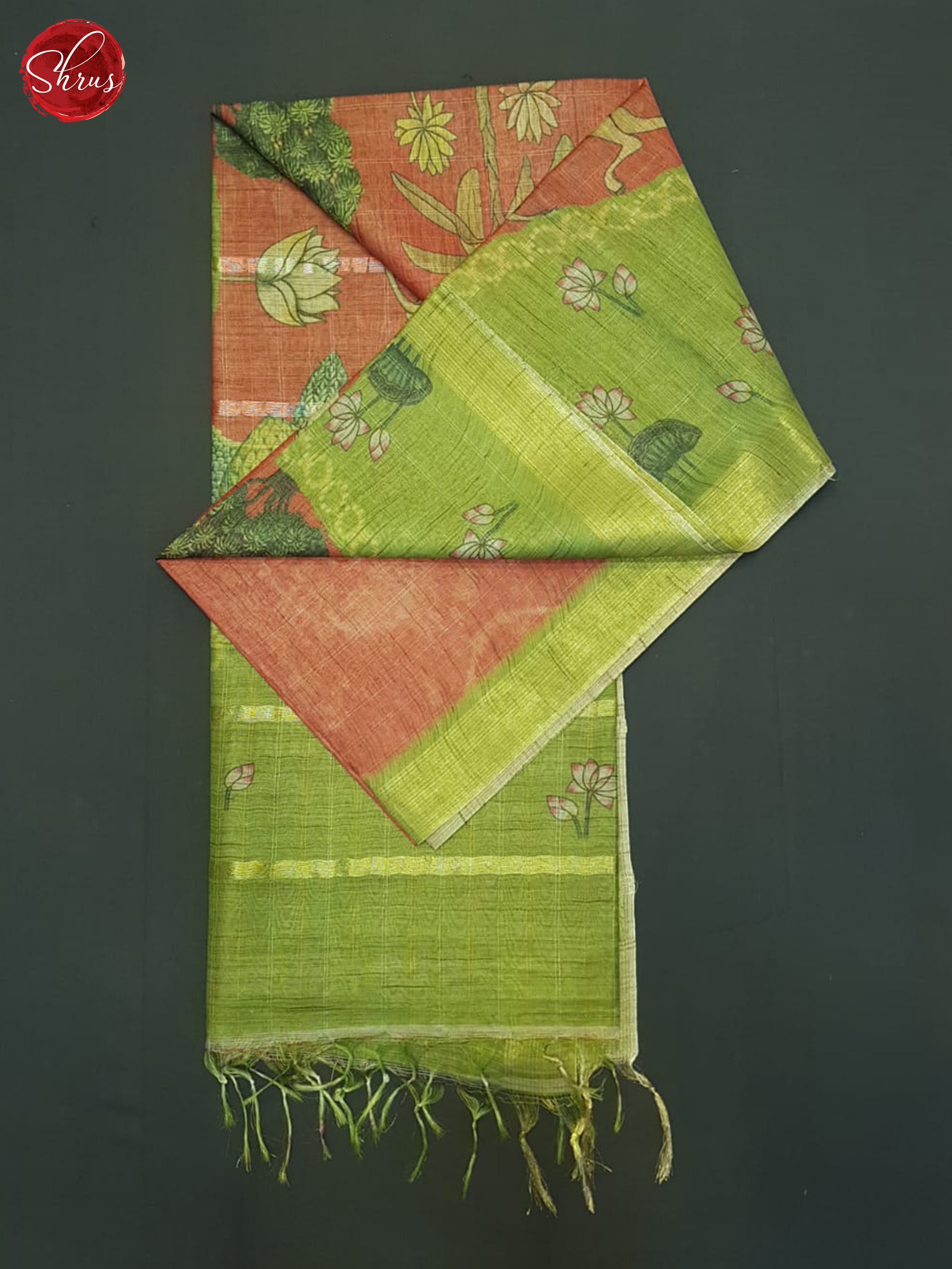 Red And Green- Semi tussar Saree - Shop on ShrusEternity.com