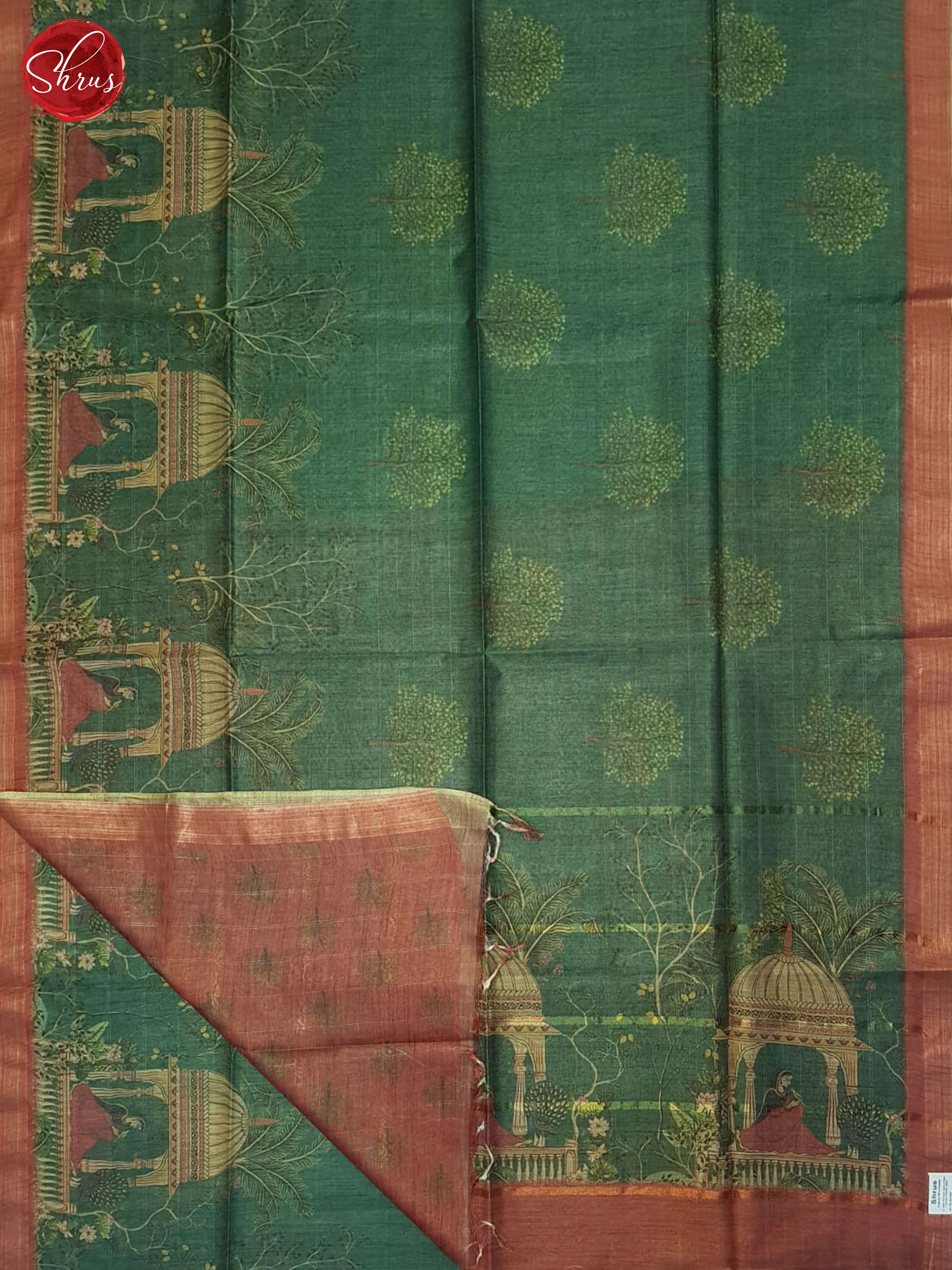 Green And Red- Semi Tussar Saree - Shop on ShrusEternity.com