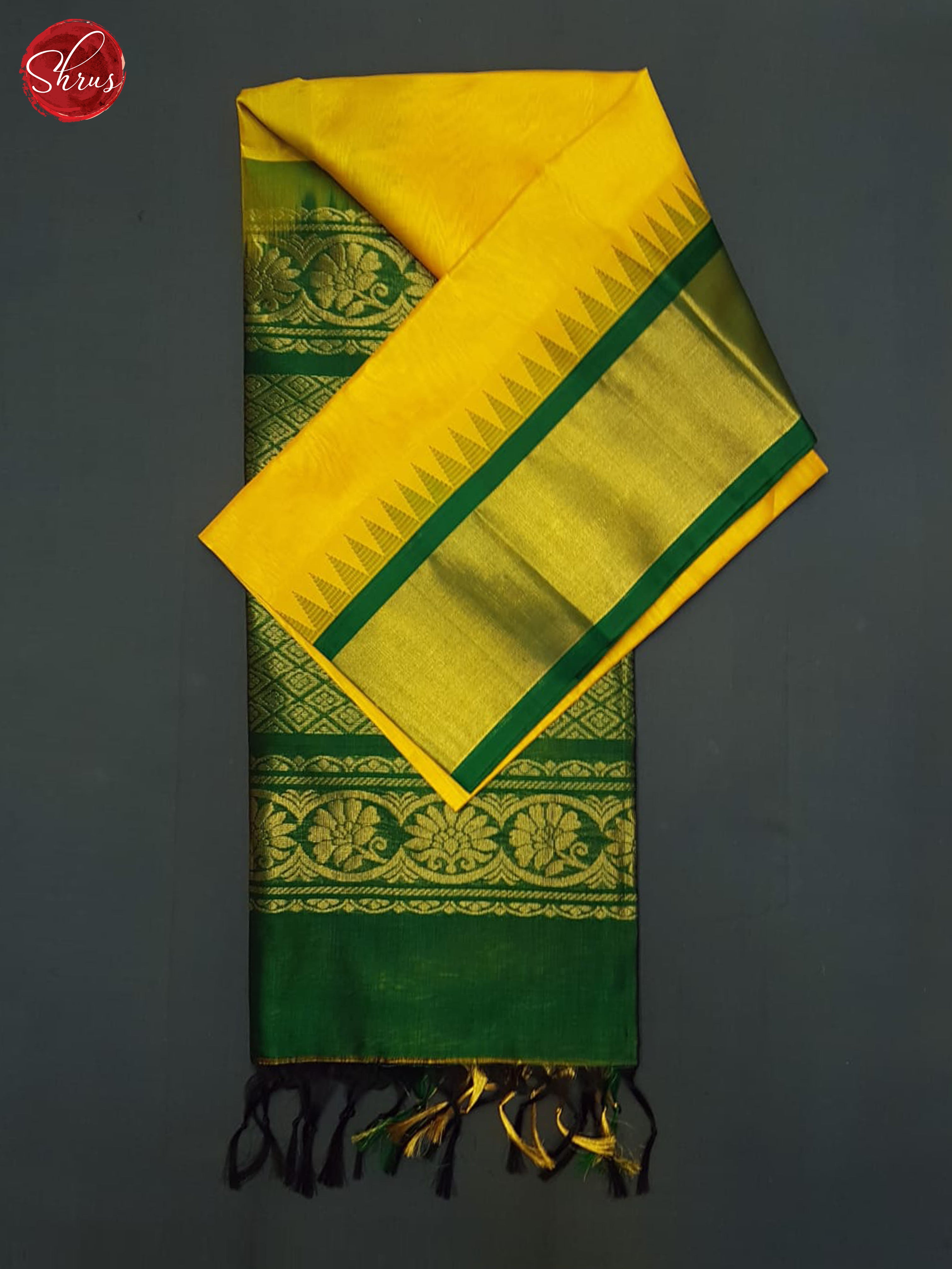 Yellow And Green-Silk Cotton saree - Shop on ShrusEternity.com