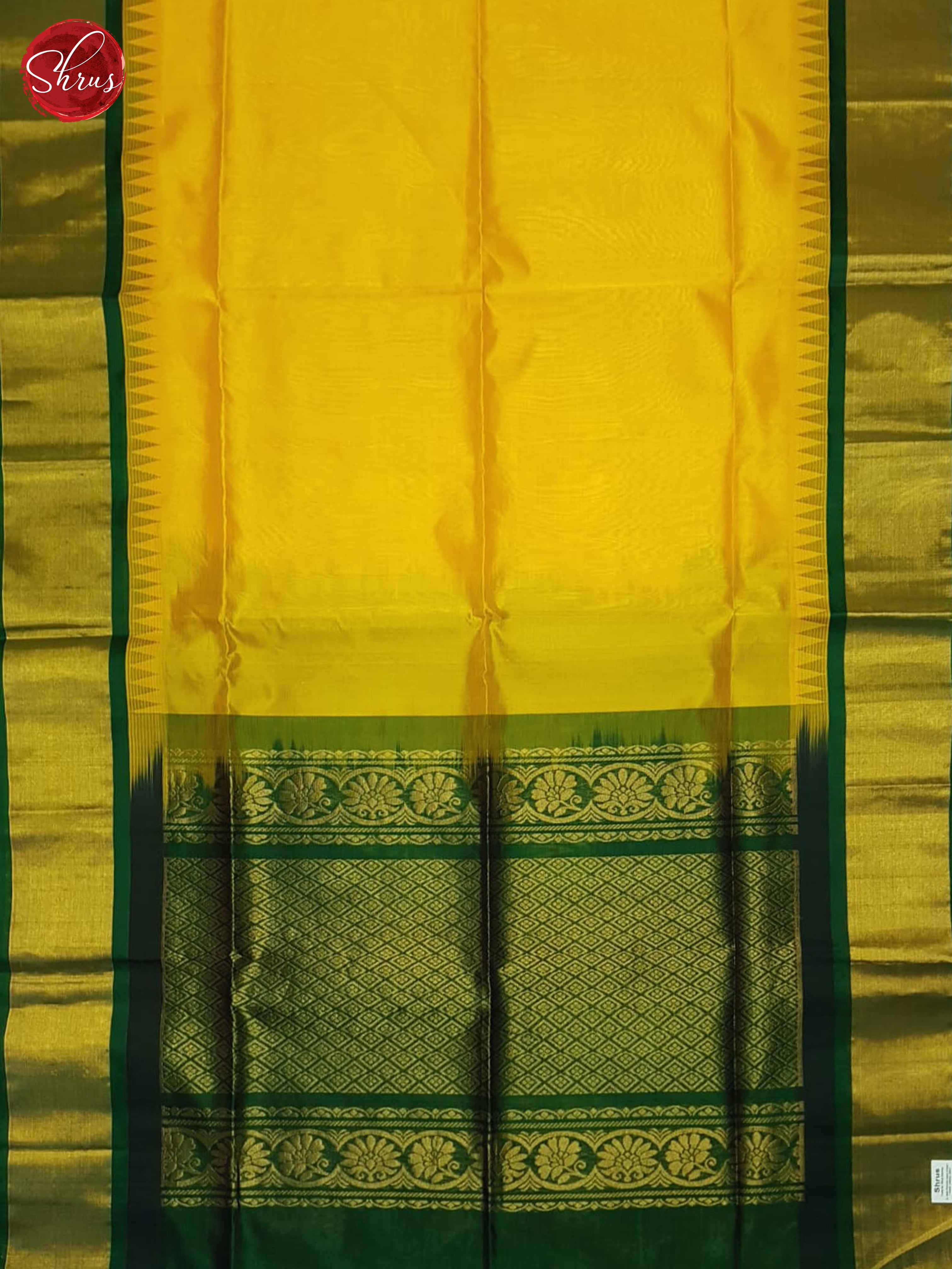 Yellow And Green-Silk Cotton saree - Shop on ShrusEternity.com