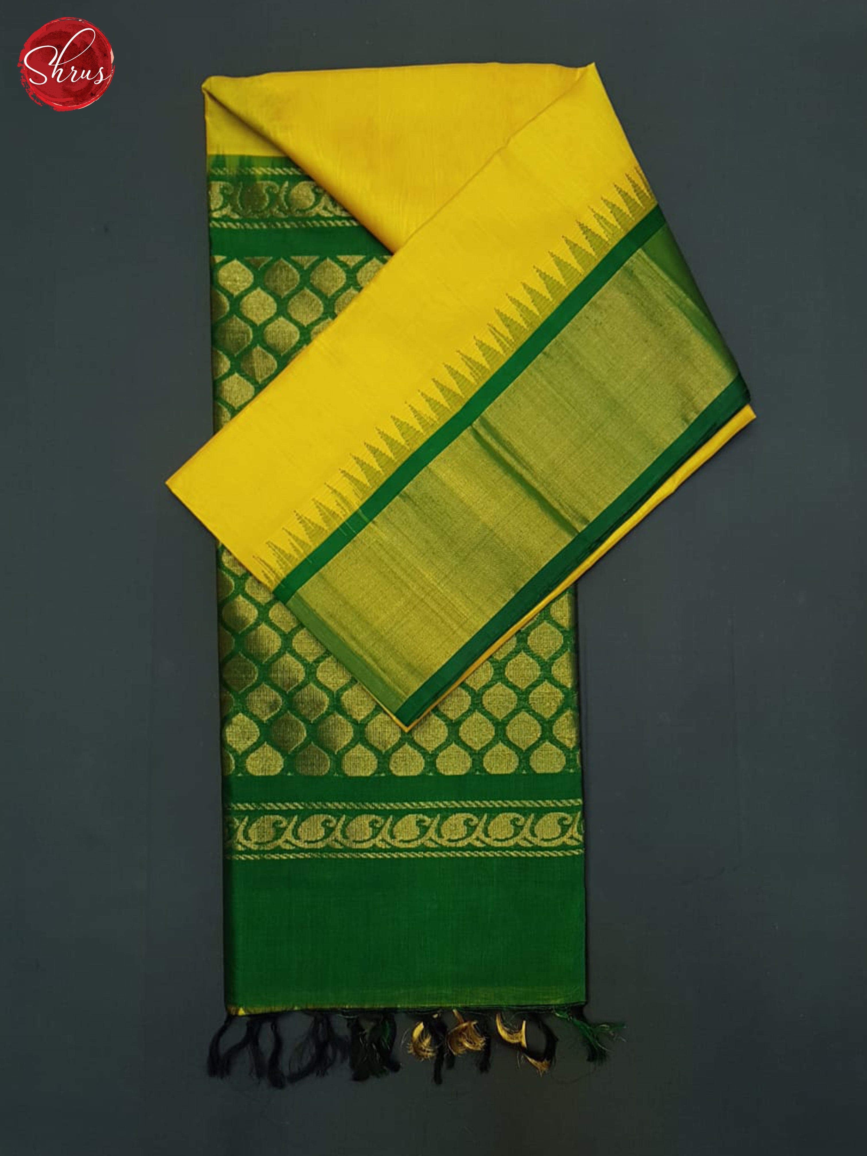 Yellow And Green-silk cotton saree - Shop on ShrusEternity.com
