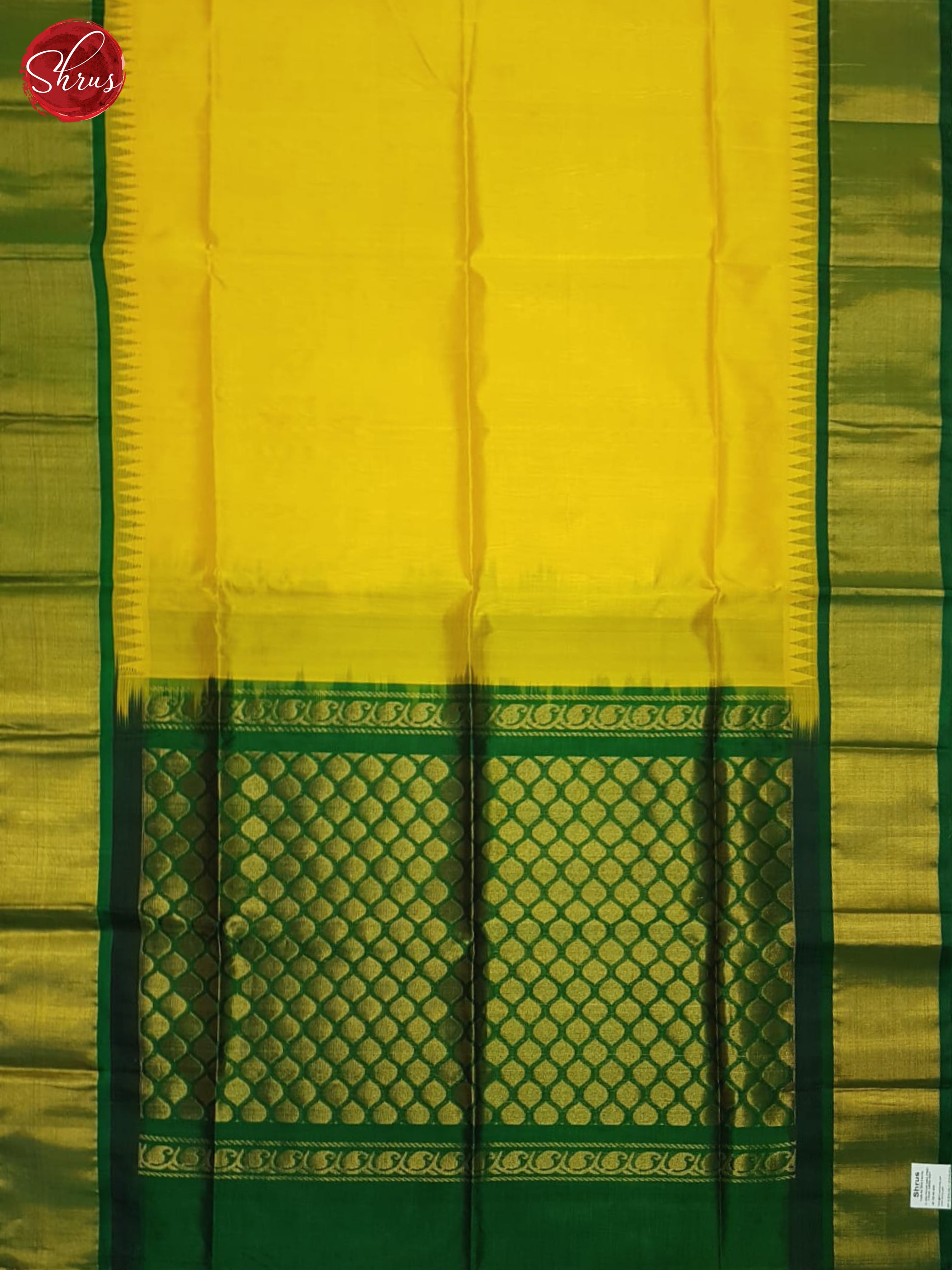 Yellow And Green-silk cotton saree - Shop on ShrusEternity.com
