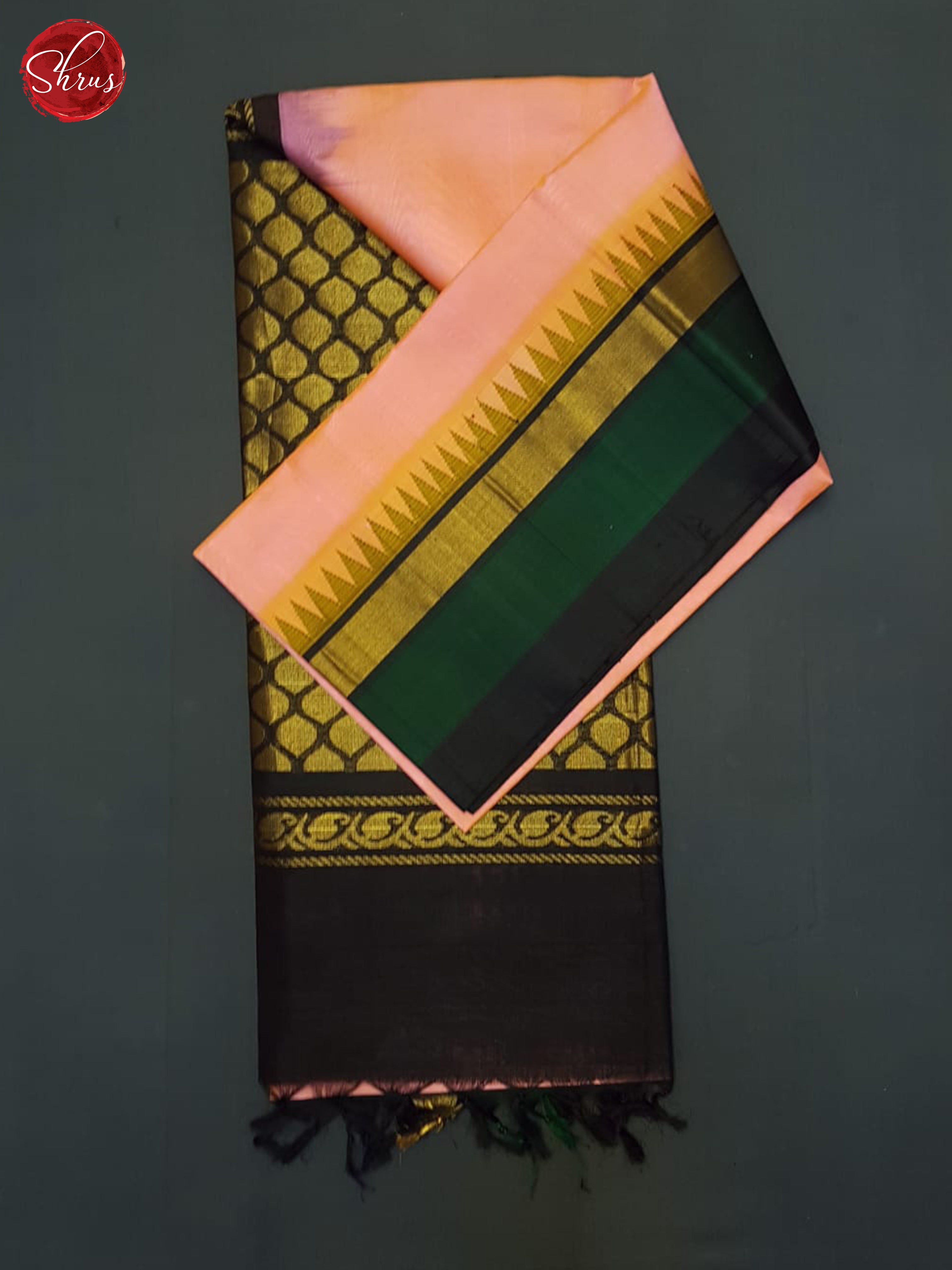 Baby Pink And Black-SILK cotton saree - Shop on ShrusEternity.com