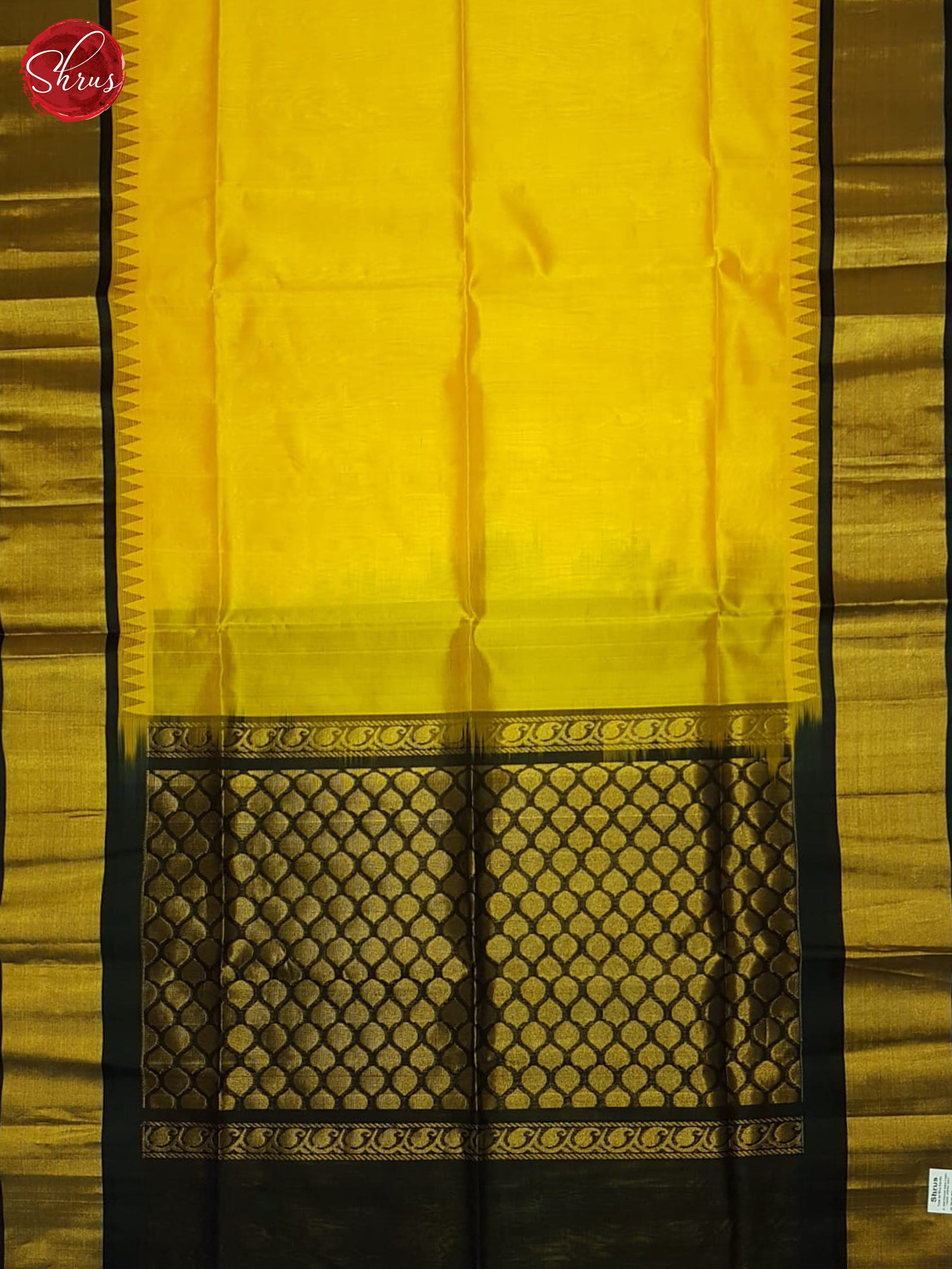 Yellow And Black-Silk Cotton Saree - Shop on ShrusEternity.com