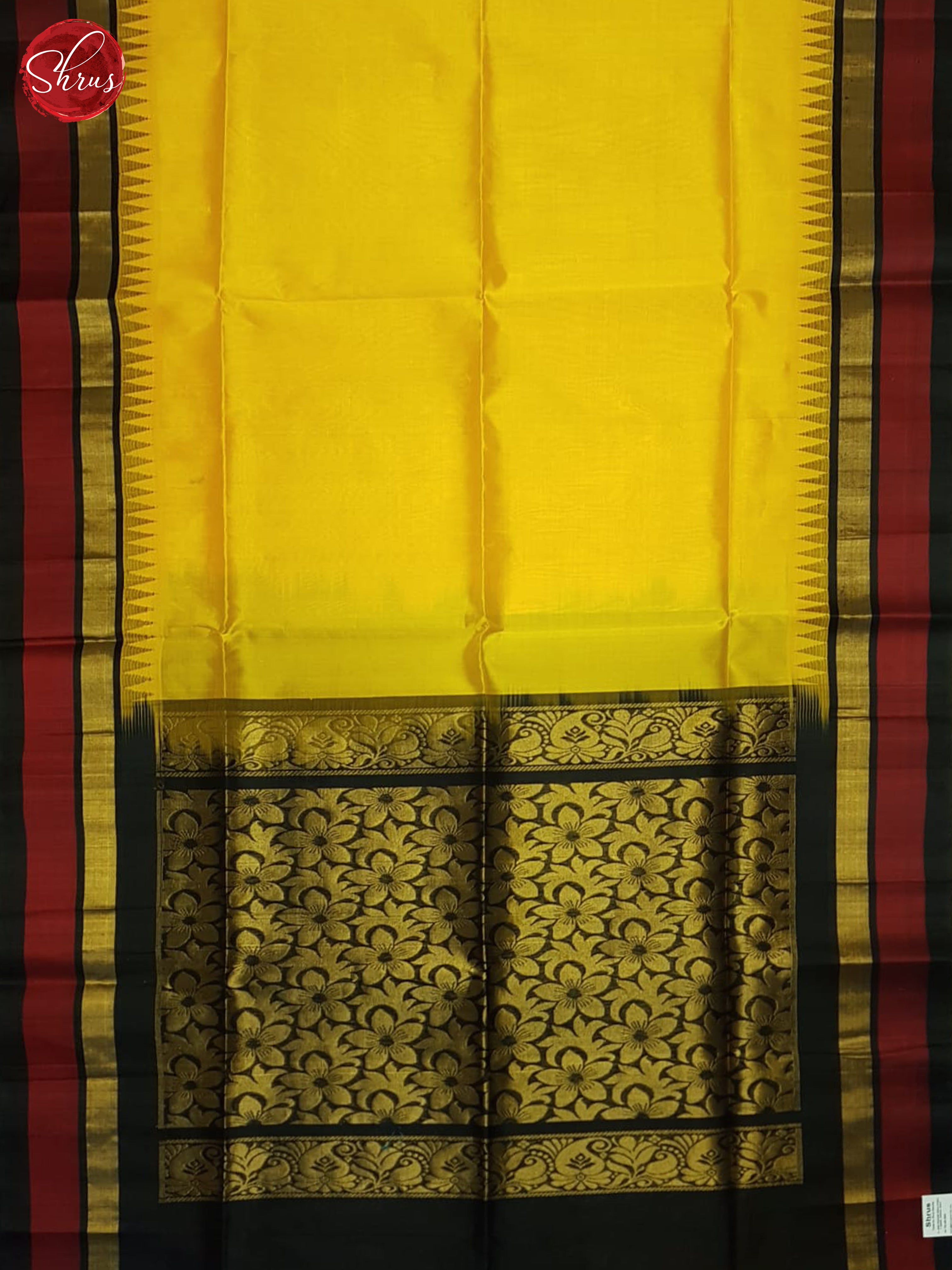 Yellow And Black-Silk cotton saree - Shop on ShrusEternity.com