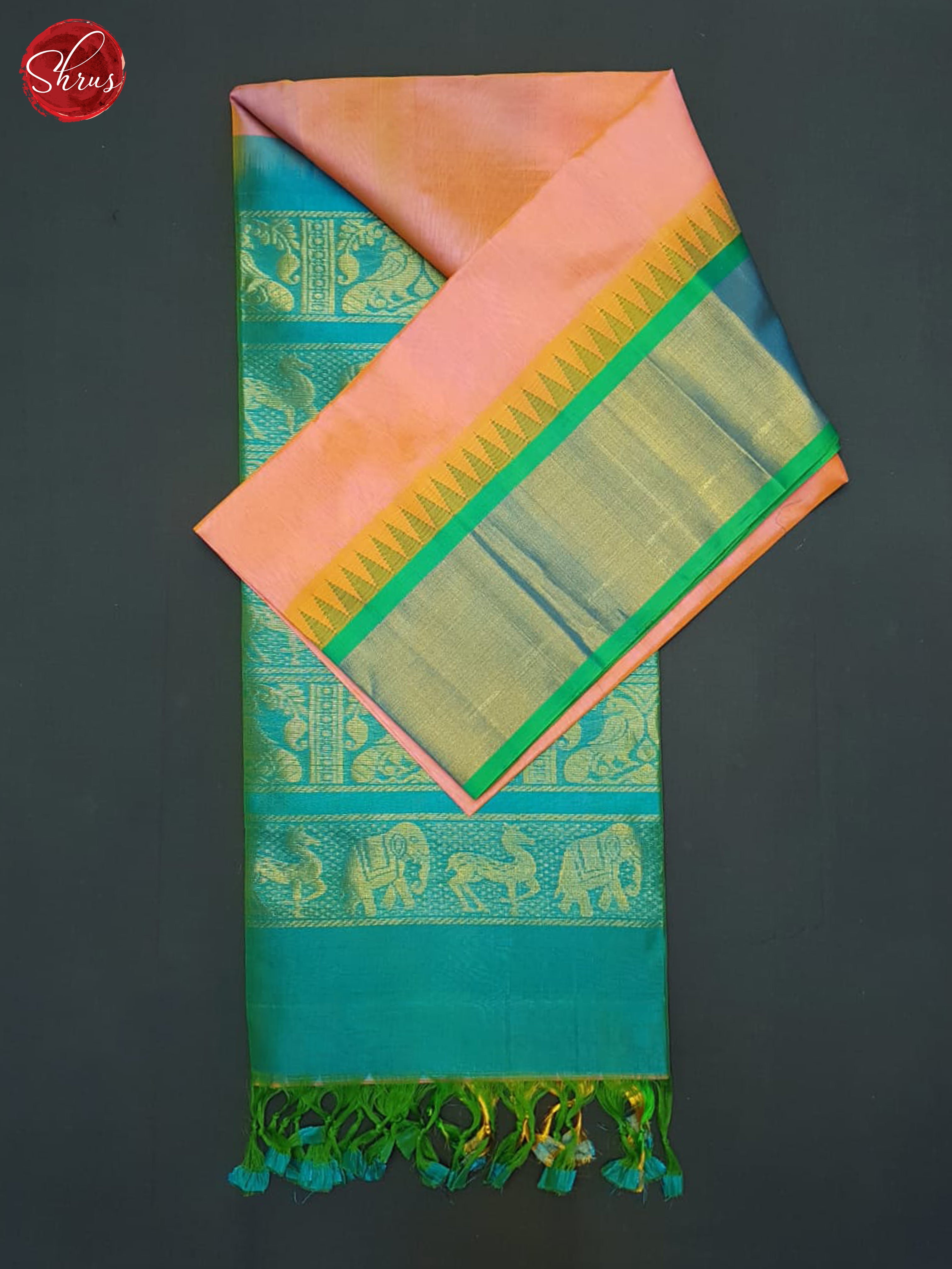 Pink And Green-Silk Cotton saree - Shop on ShrusEternity.com