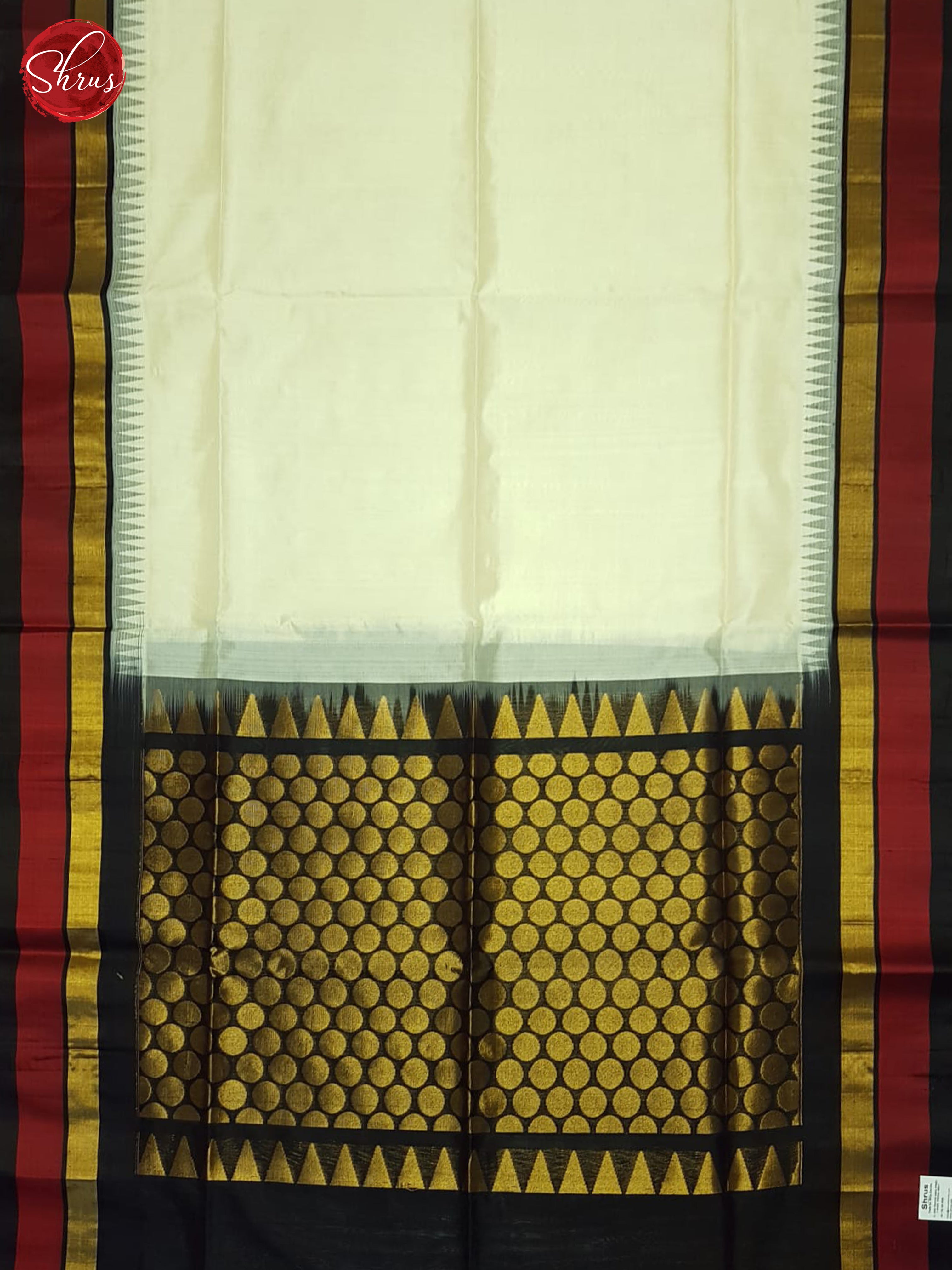 Cream And Black-Silk Cotton saree - Shop on ShrusEternity.com
