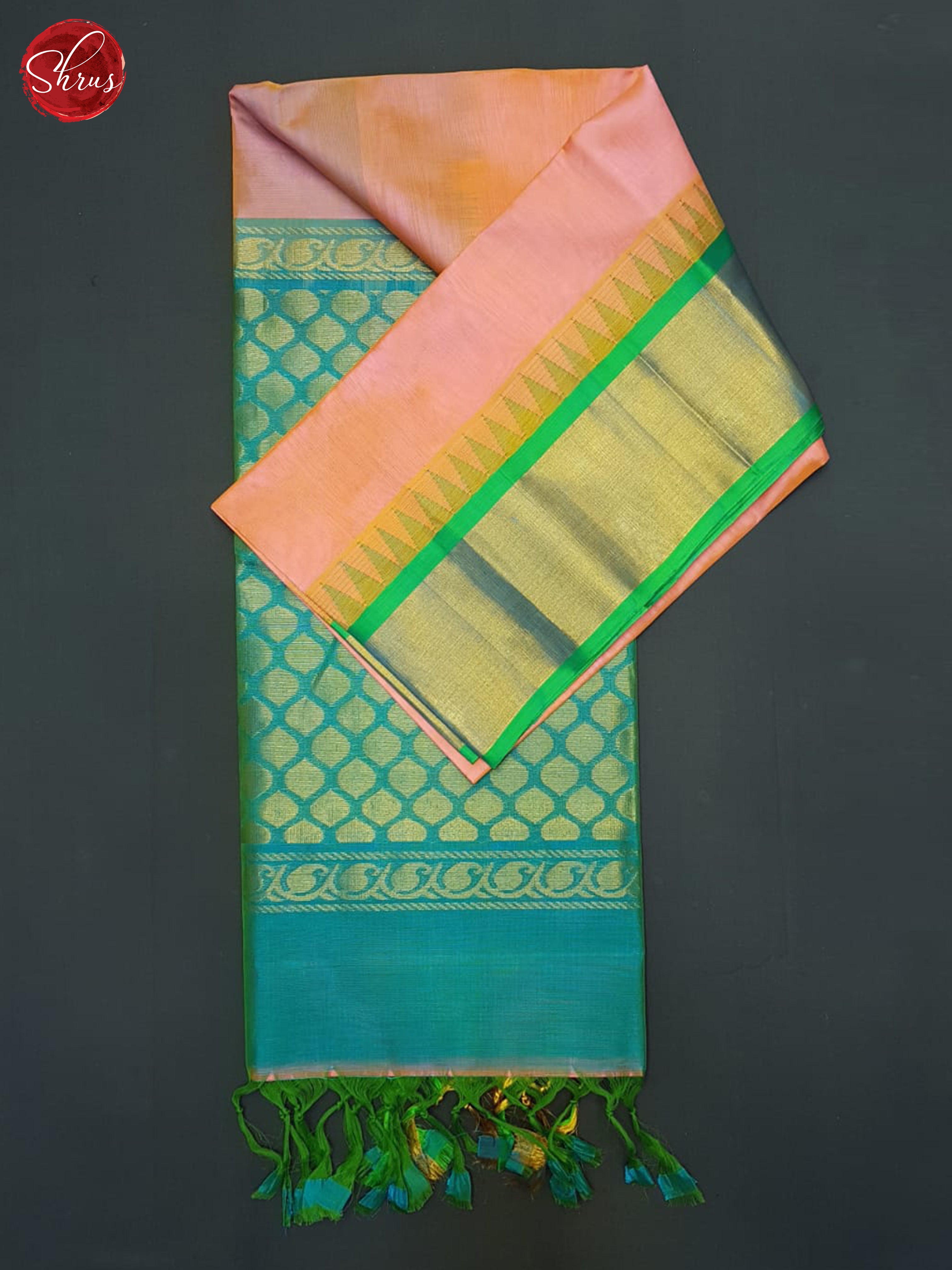 Pink And Green-silk cotton saree - Shop on ShrusEternity.com