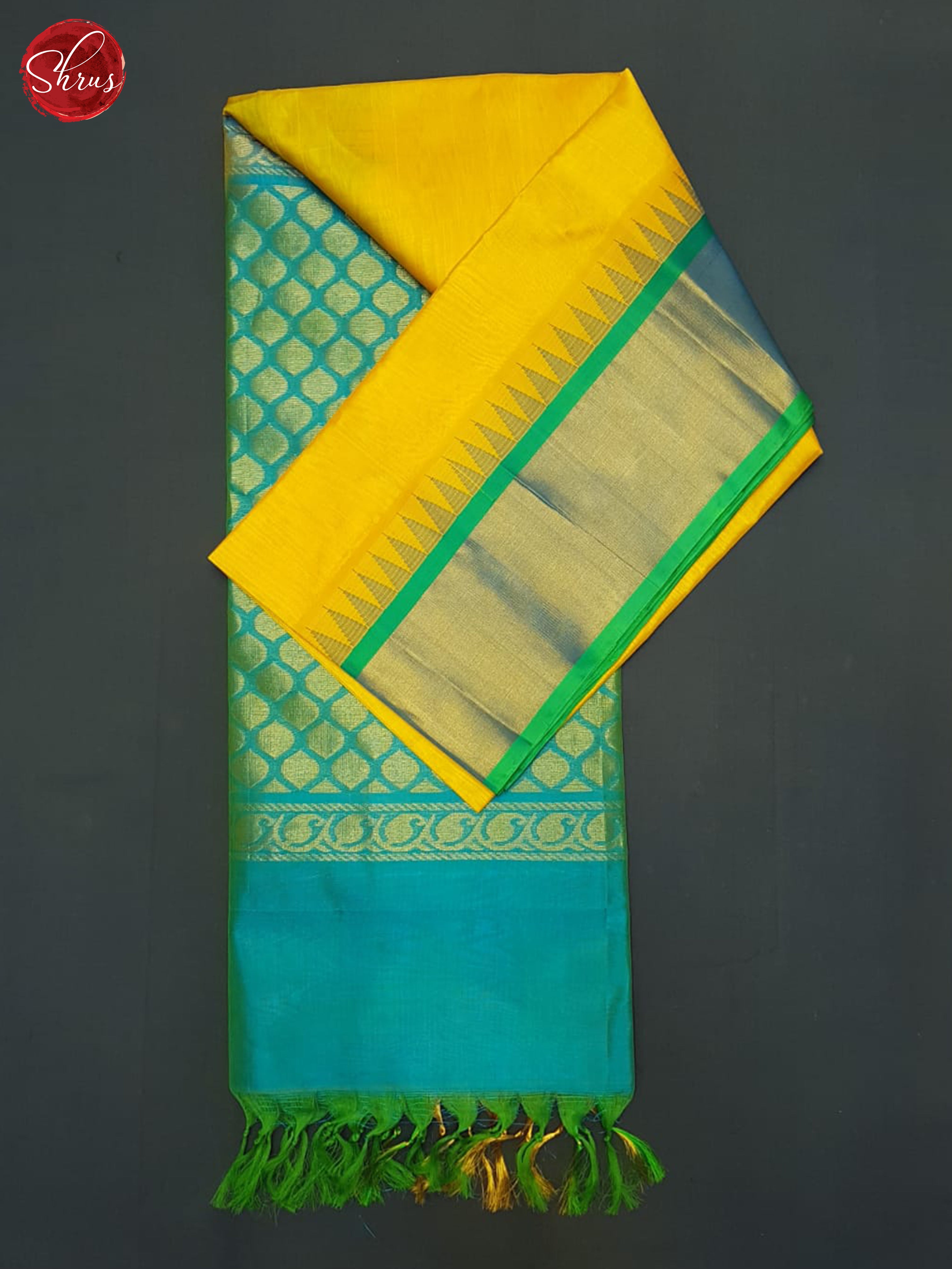 Yellow And Green-Silk cotton saree - Shop on ShrusEternity.com