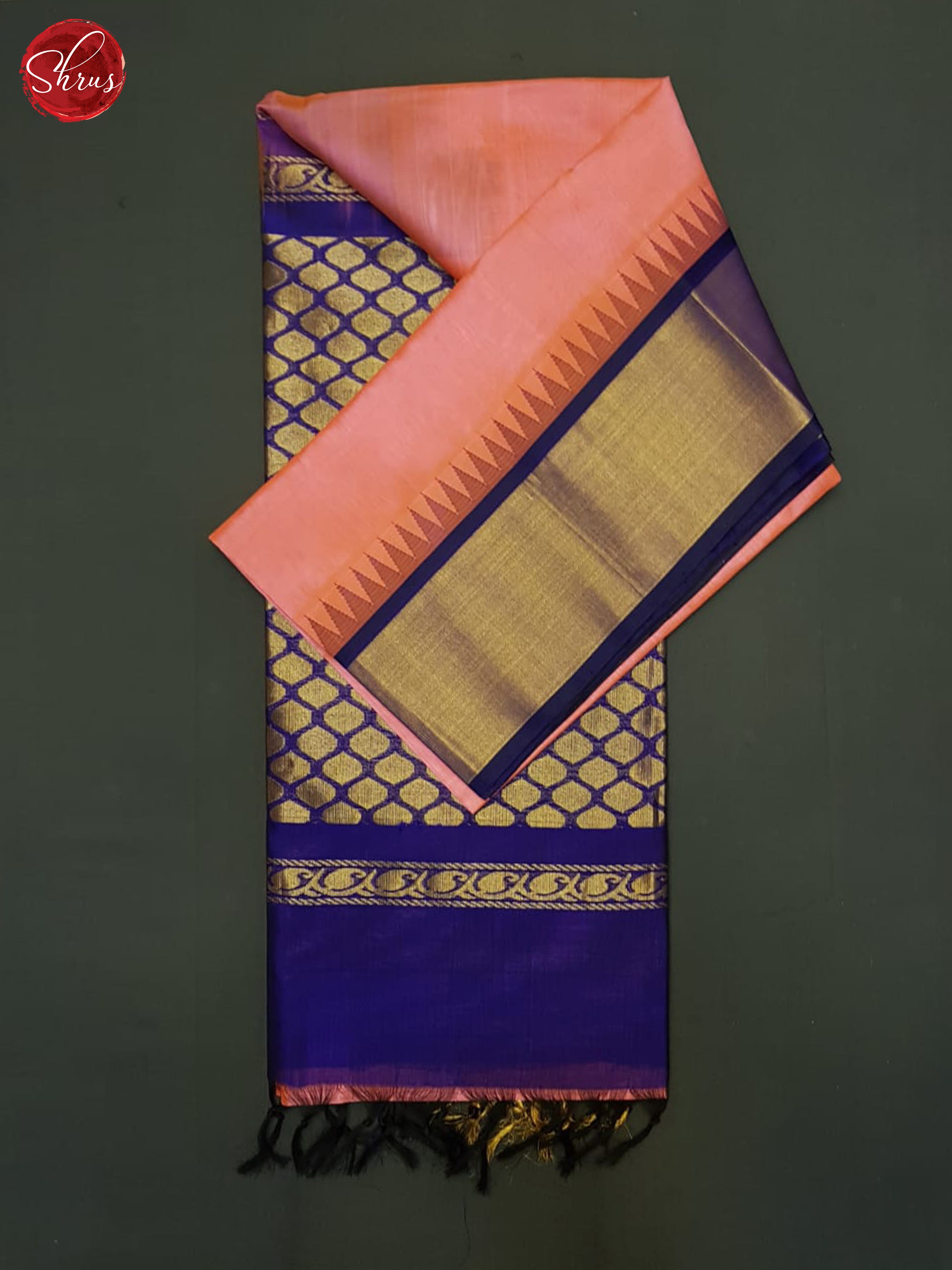 Pink And Blue-Silk cotton saree - Shop on ShrusEternity.com