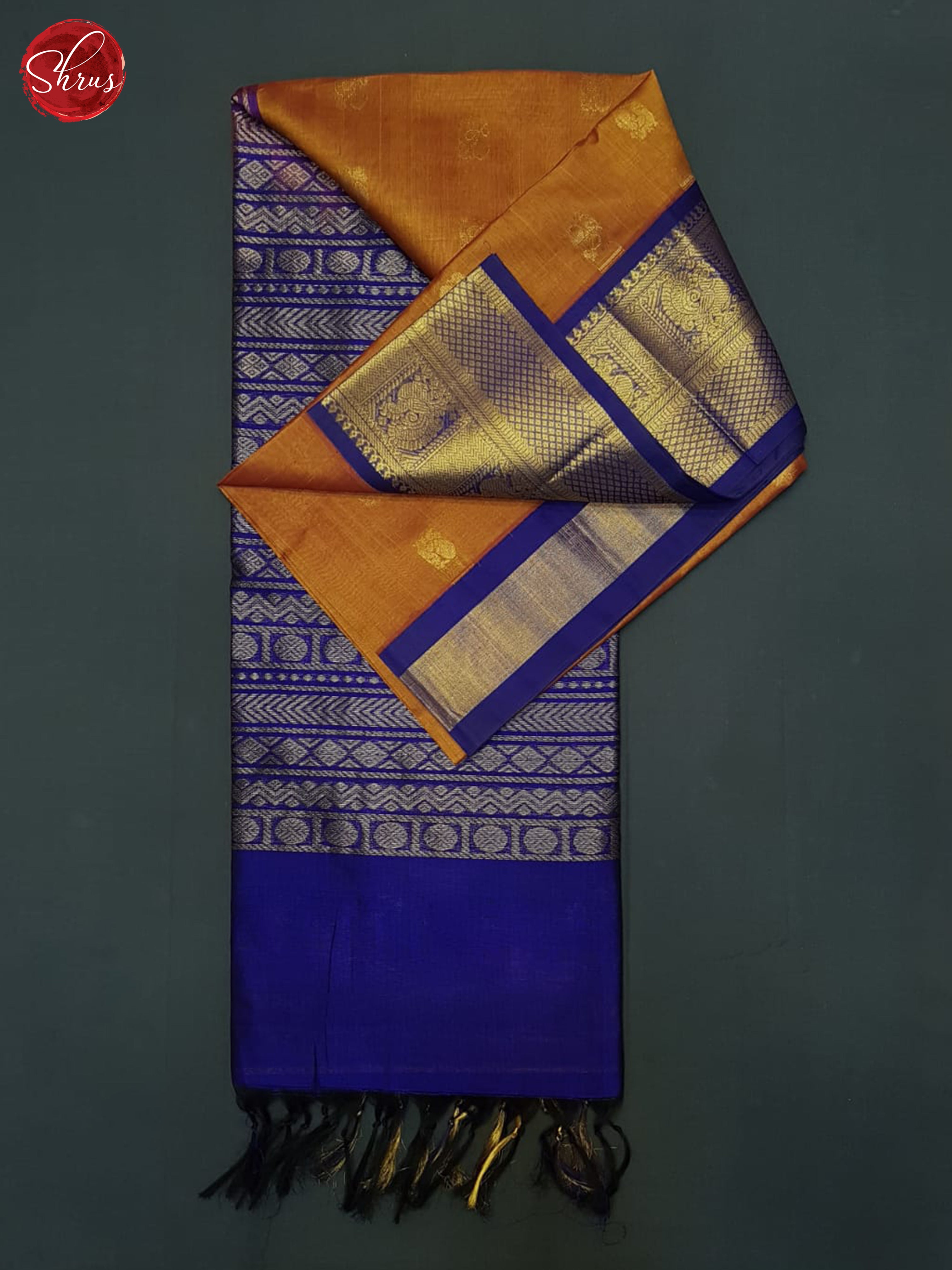 Honey And Blue-Silk cotton saree - Shop on ShrusEternity.com