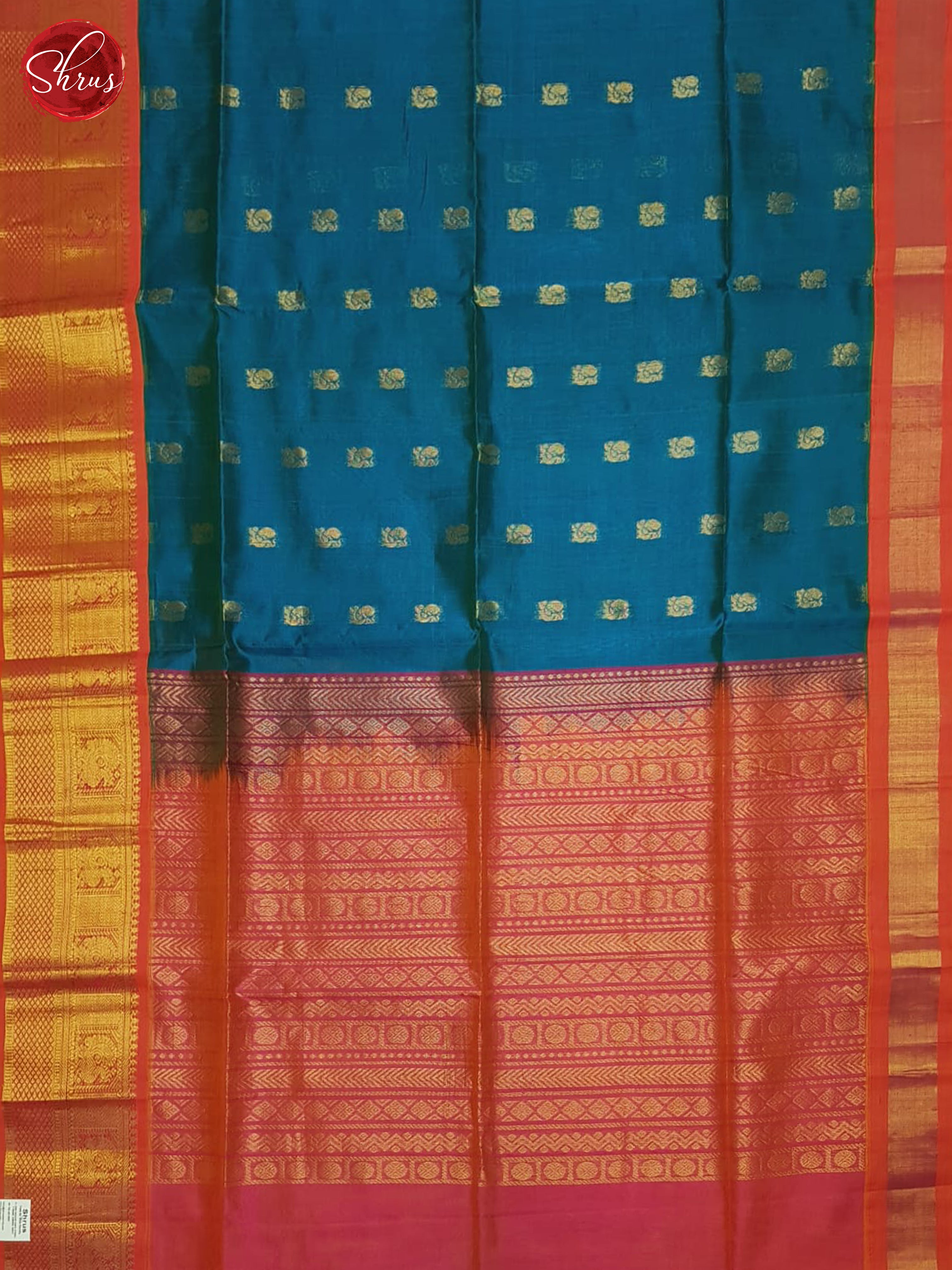 Blue And Pink-Silk cotton Saree - Shop on ShrusEternity.com