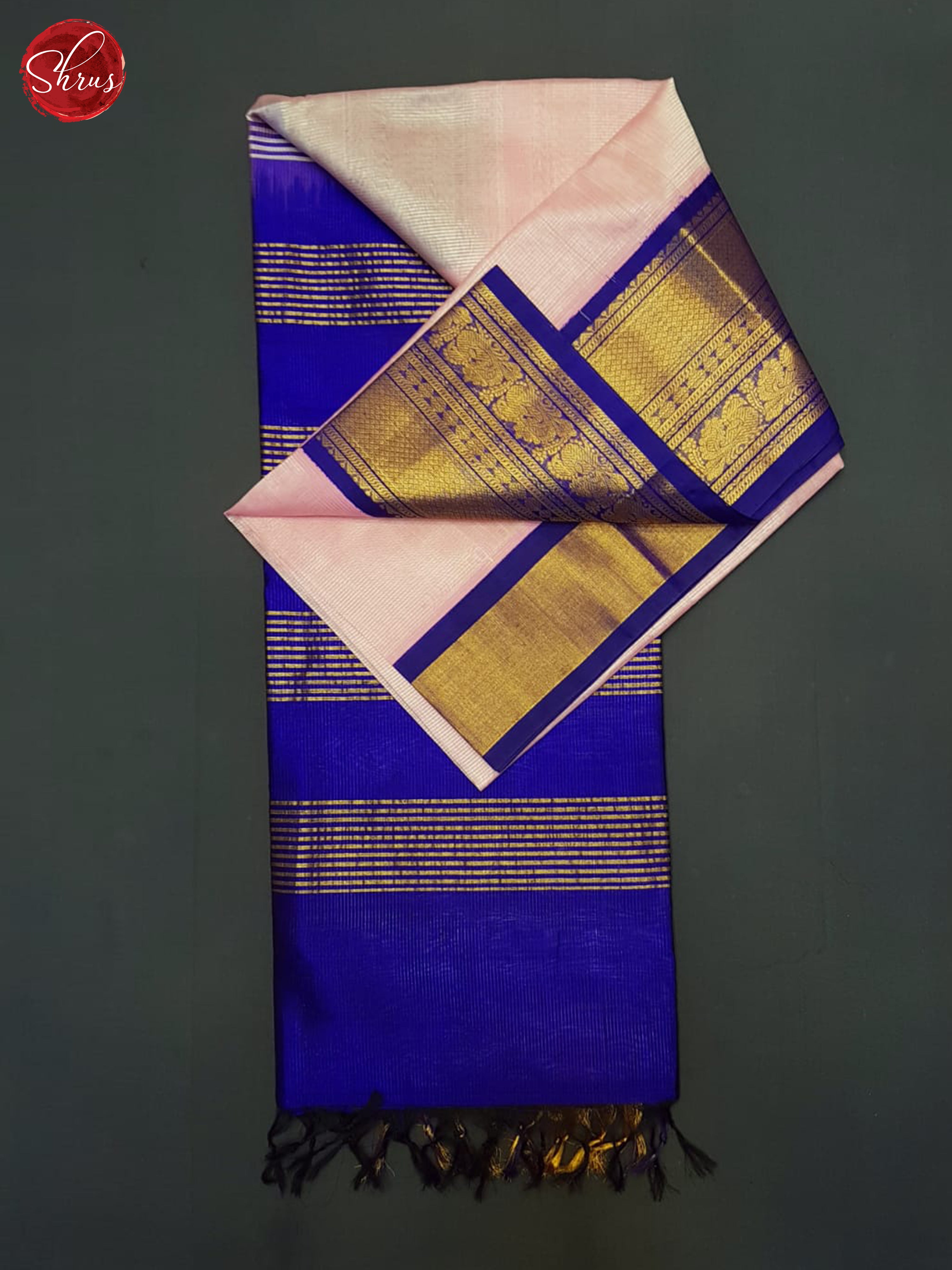 Lotus Pink And blue-Silk cotton saree - Shop on ShrusEternity.com