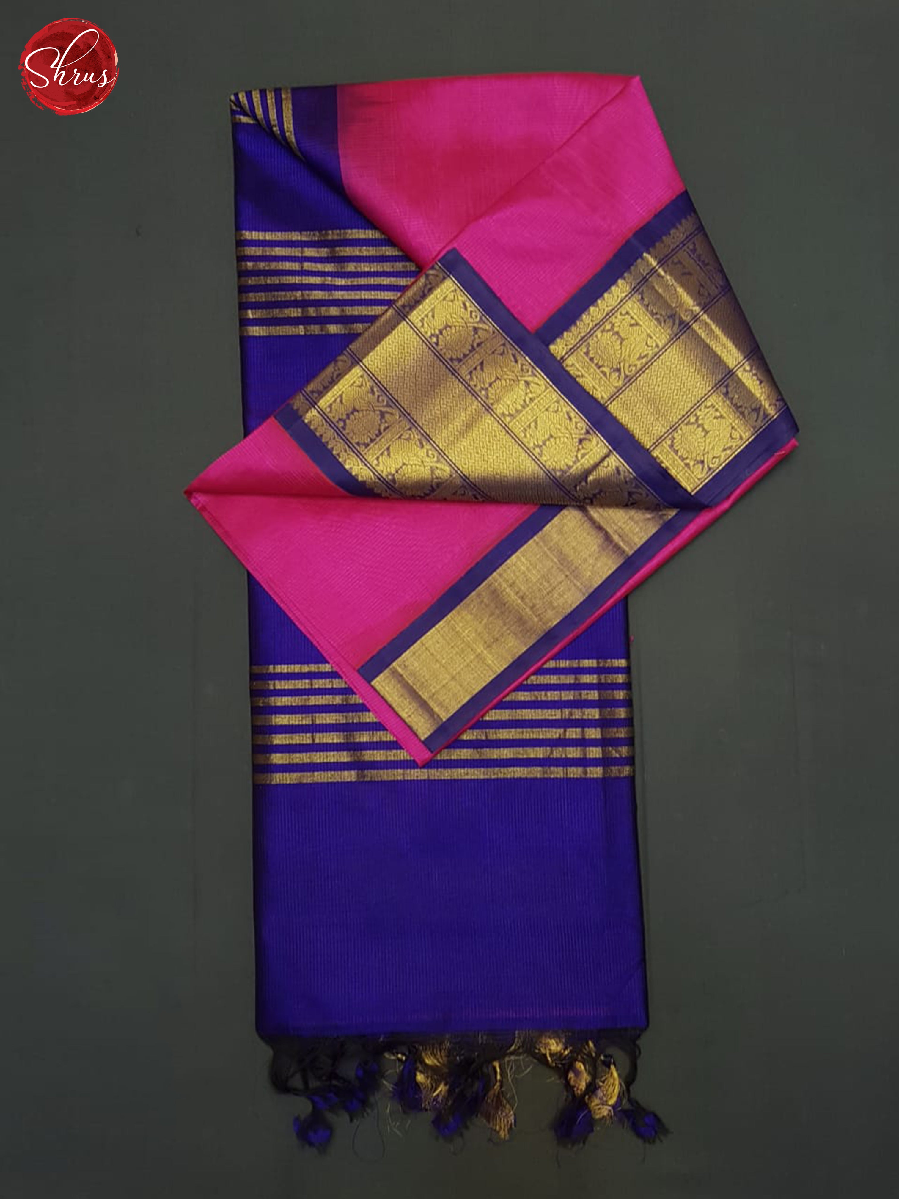 Pink And Blue-Silk cotton saree - Shop on ShrusEternity.com