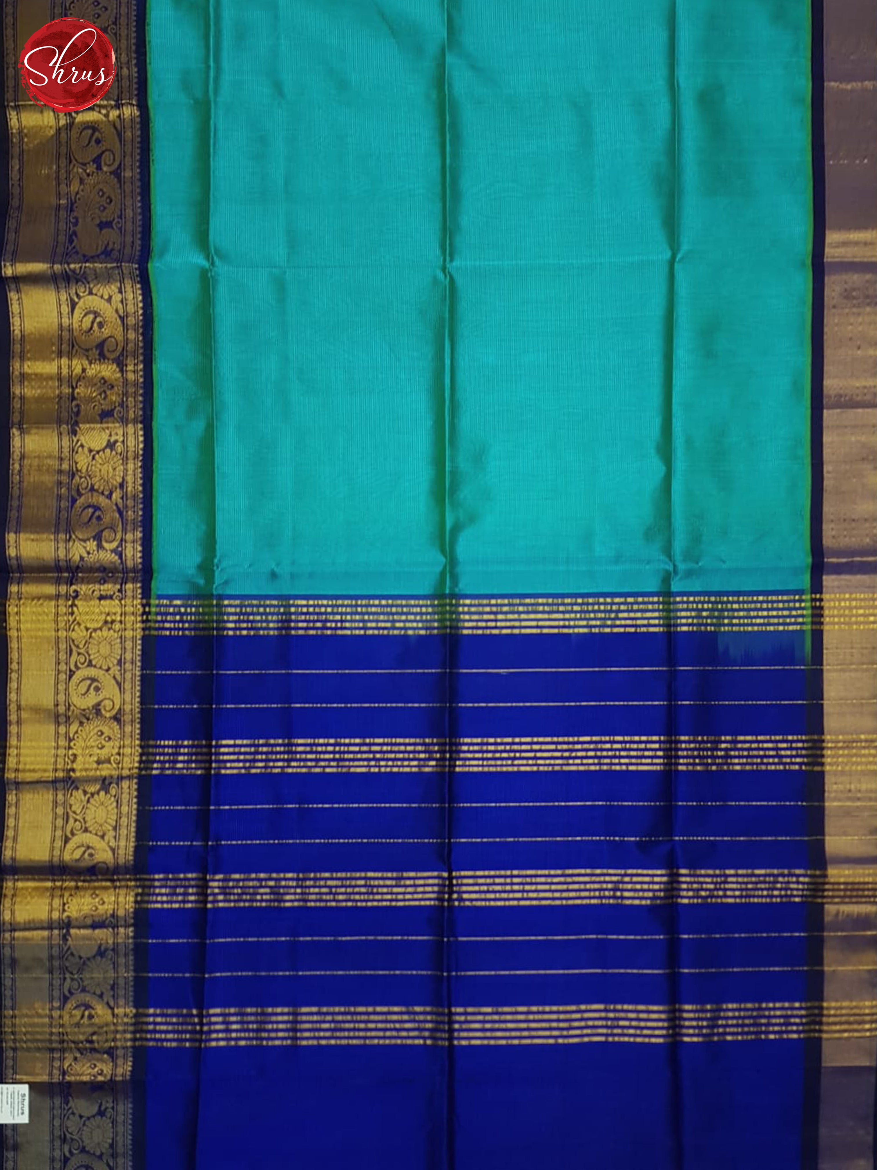 Blue and Dark blue -Silk cotton saree - Shop on ShrusEternity.com