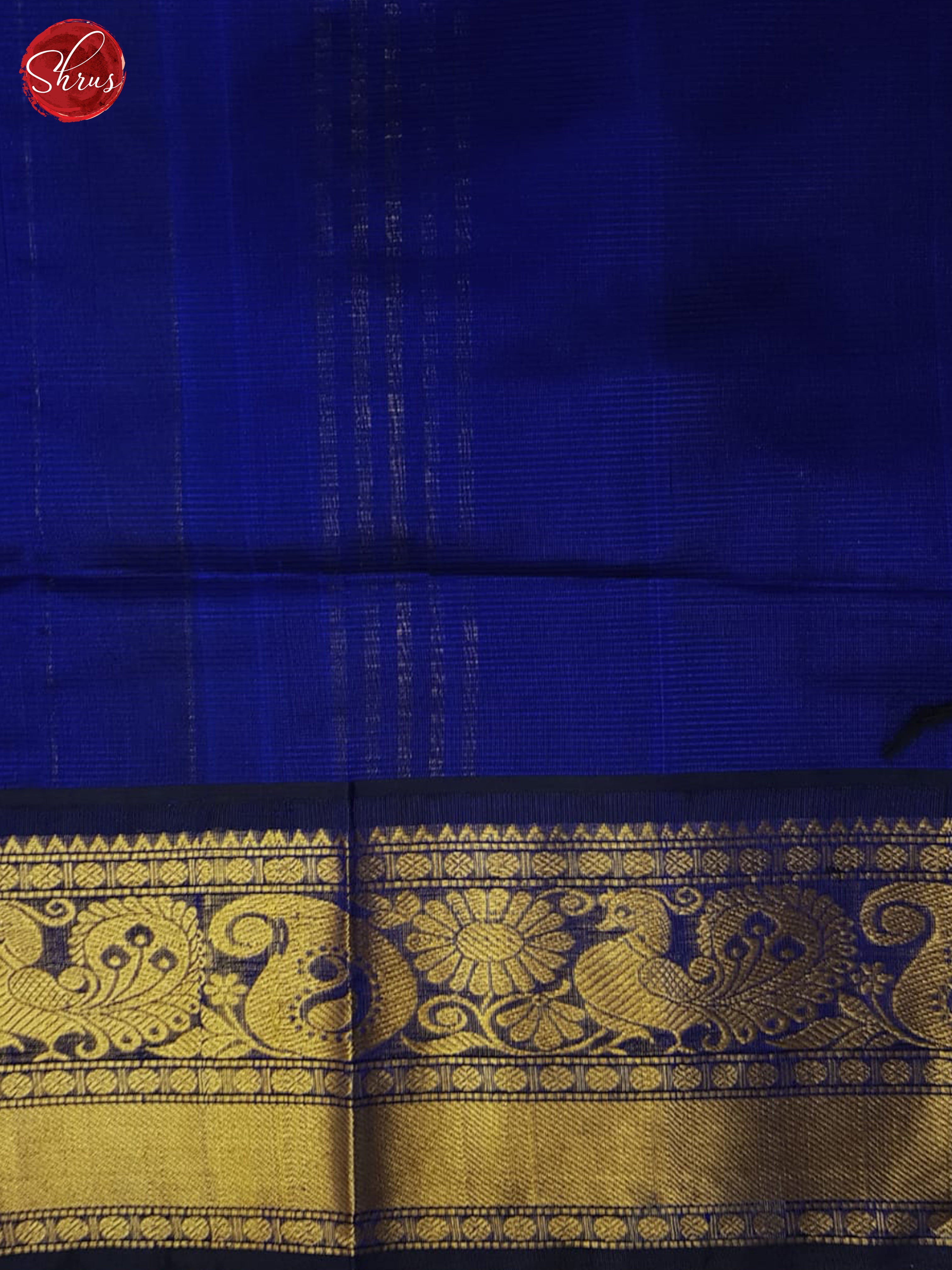Blue and Dark blue -Silk cotton saree - Shop on ShrusEternity.com