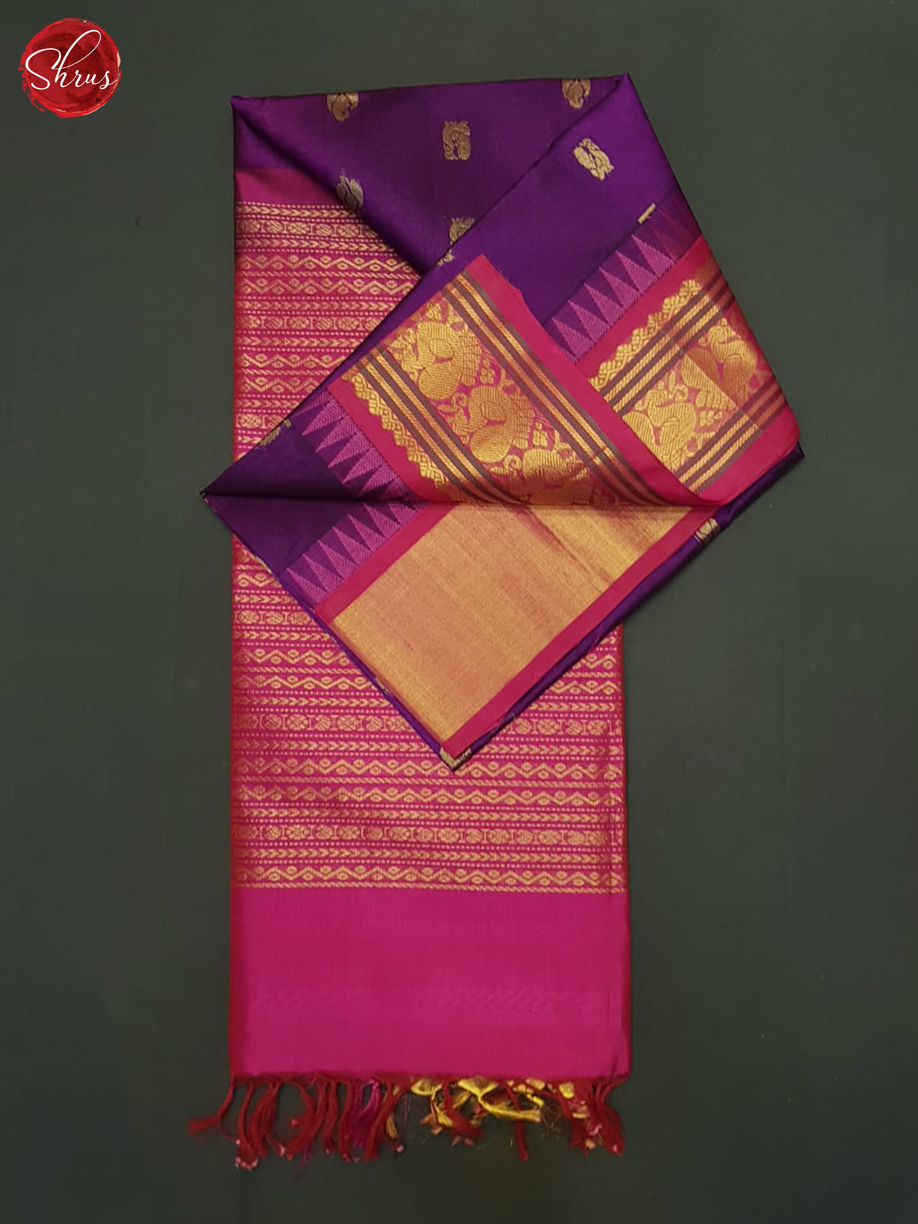 Purple And Pink-Silk cotton saree - Shop on ShrusEternity.com