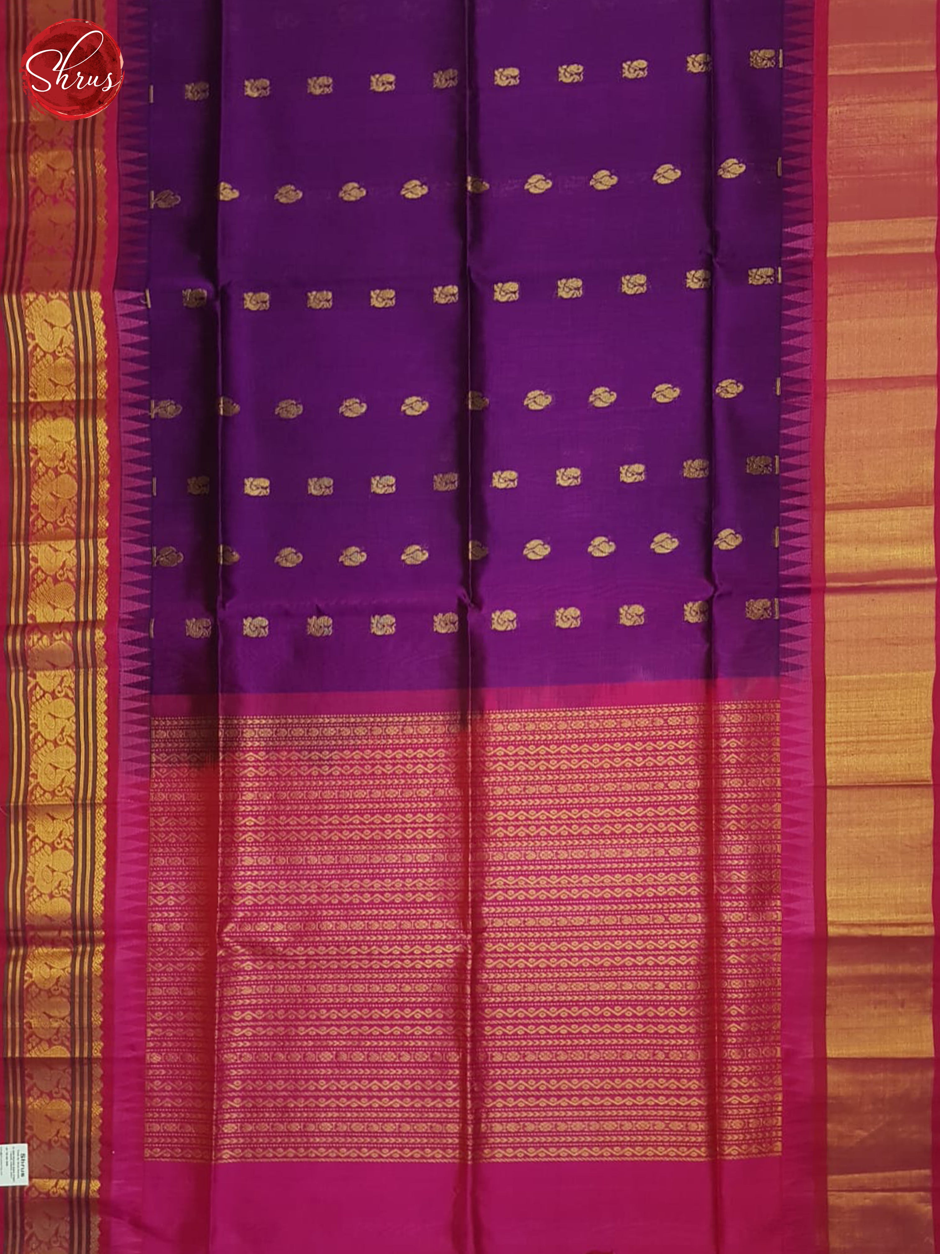 Purple And Pink-Silk cotton saree - Shop on ShrusEternity.com