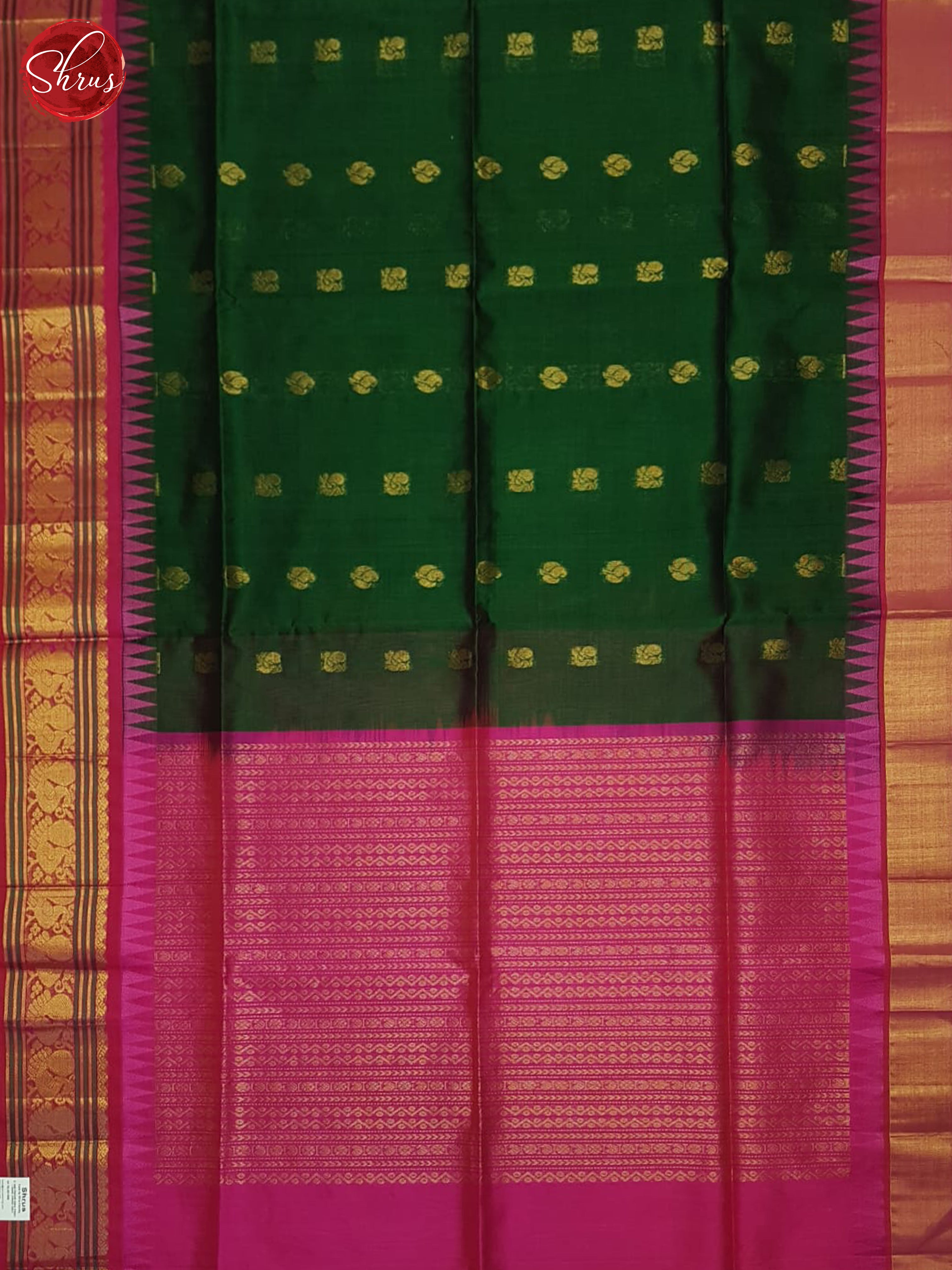 Green and pink-Silk Cotton saree - Shop on ShrusEternity.com
