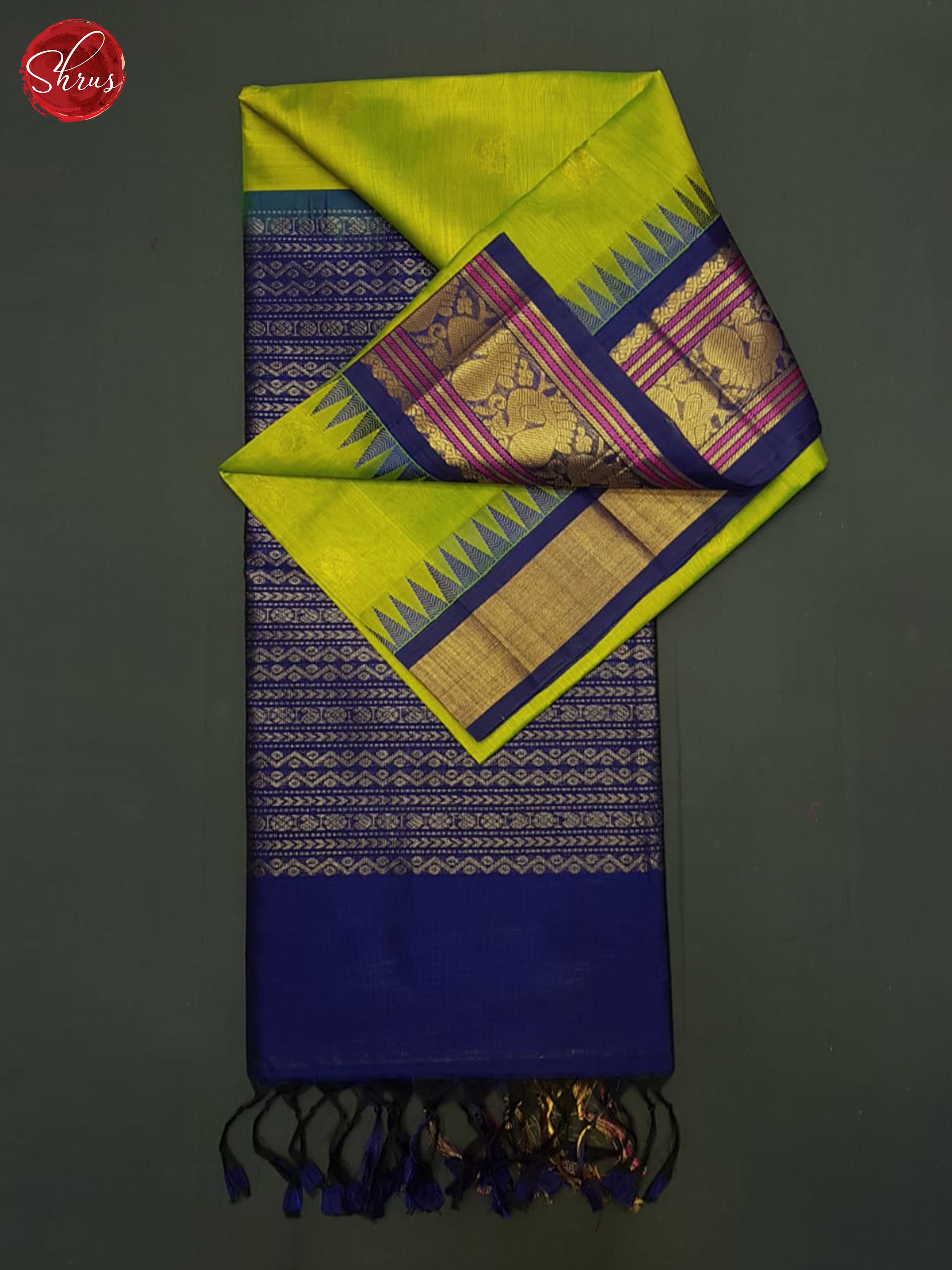 Green And Blue-Silk cotton saree - Shop on ShrusEternity.com