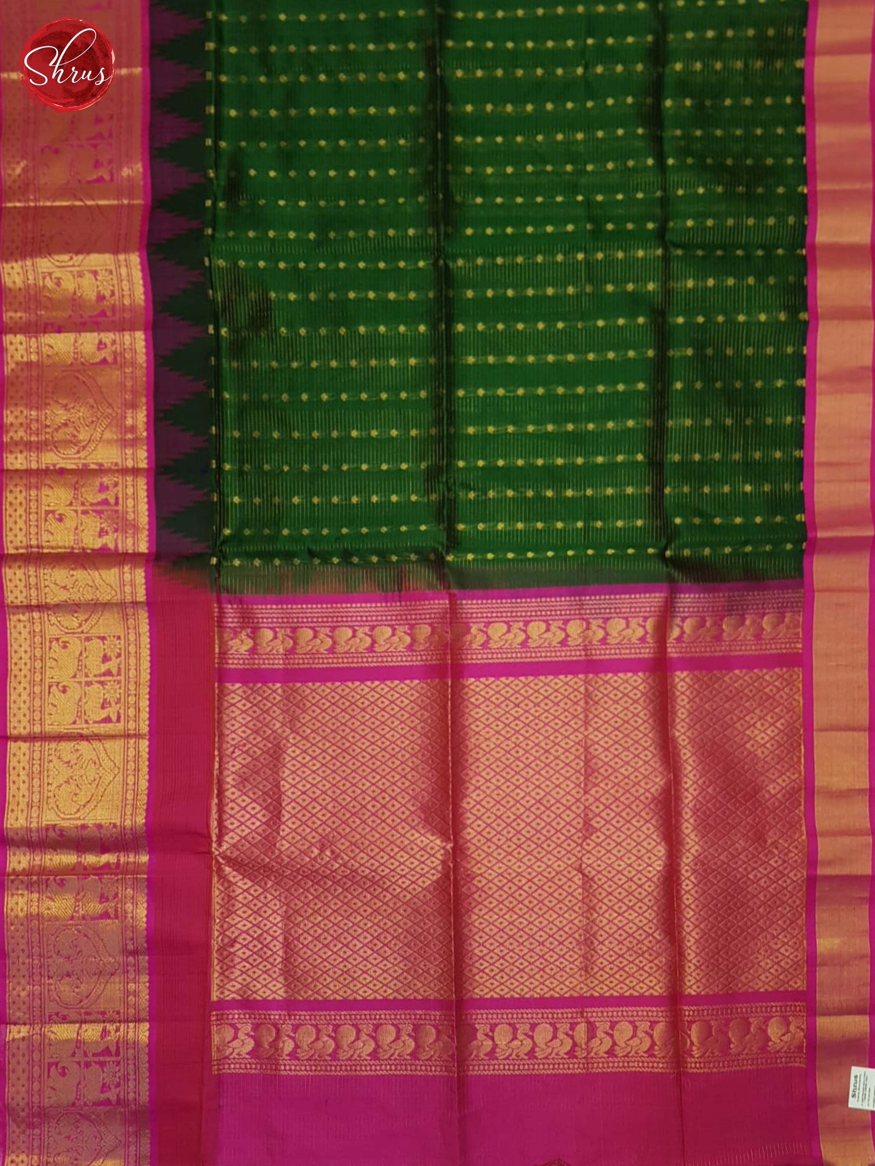 Green And Pink-Silk cotton saree - Shop on ShrusEternity.com