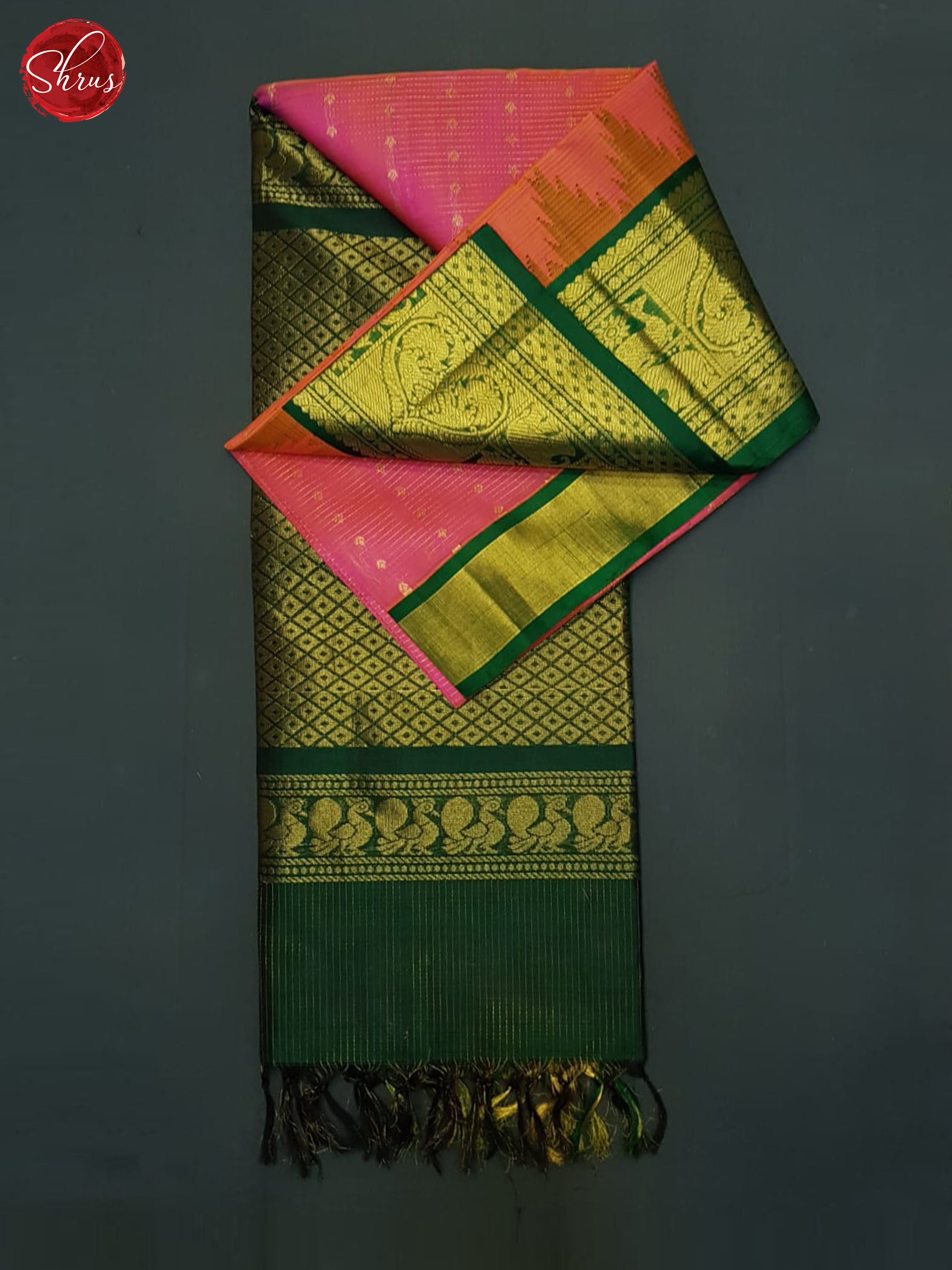 Pink And Green-Silk cotton saree - Shop on ShrusEternity.com