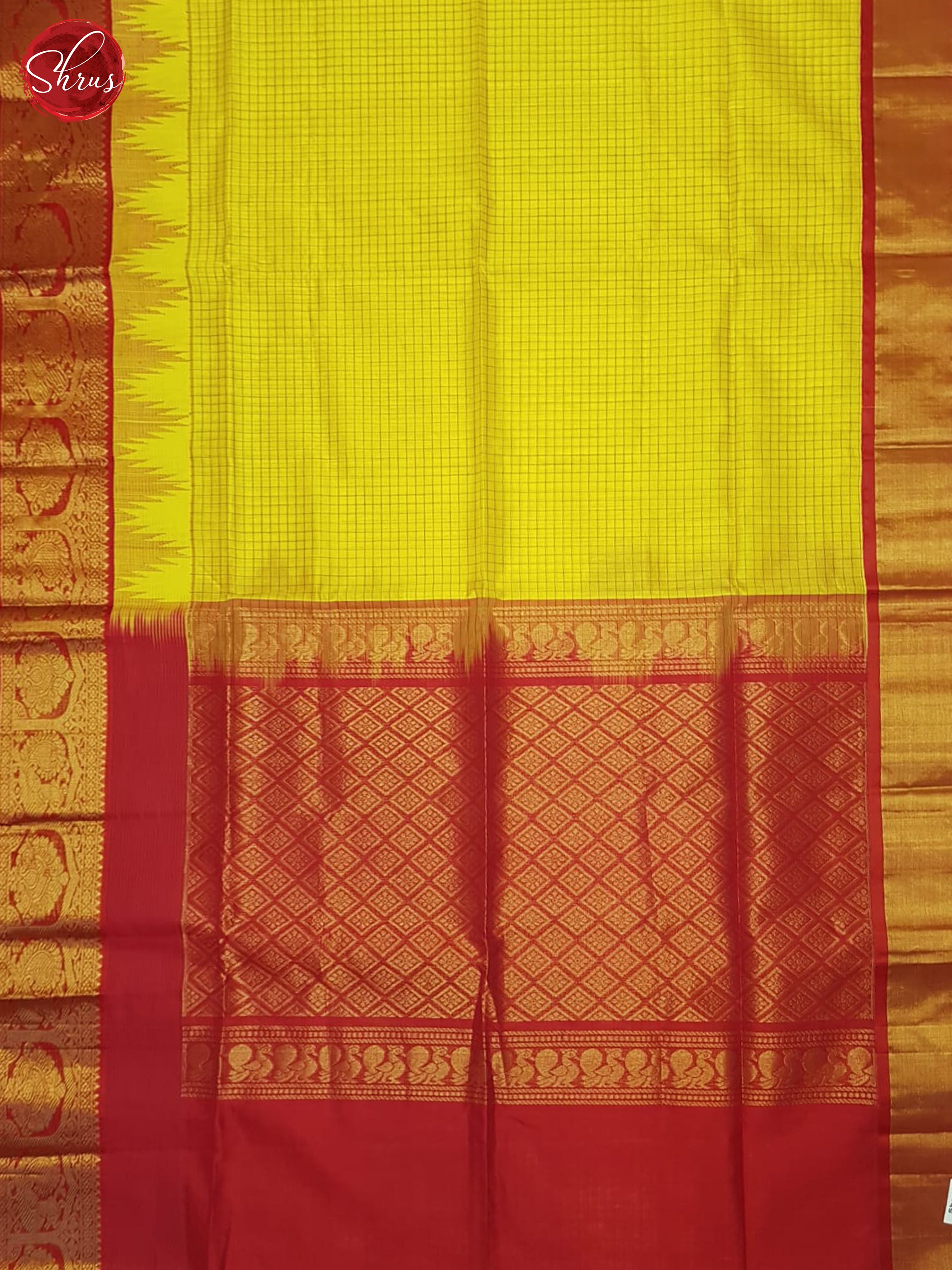 Yellow And Red-Silk cotton saree - Shop on ShrusEternity.com